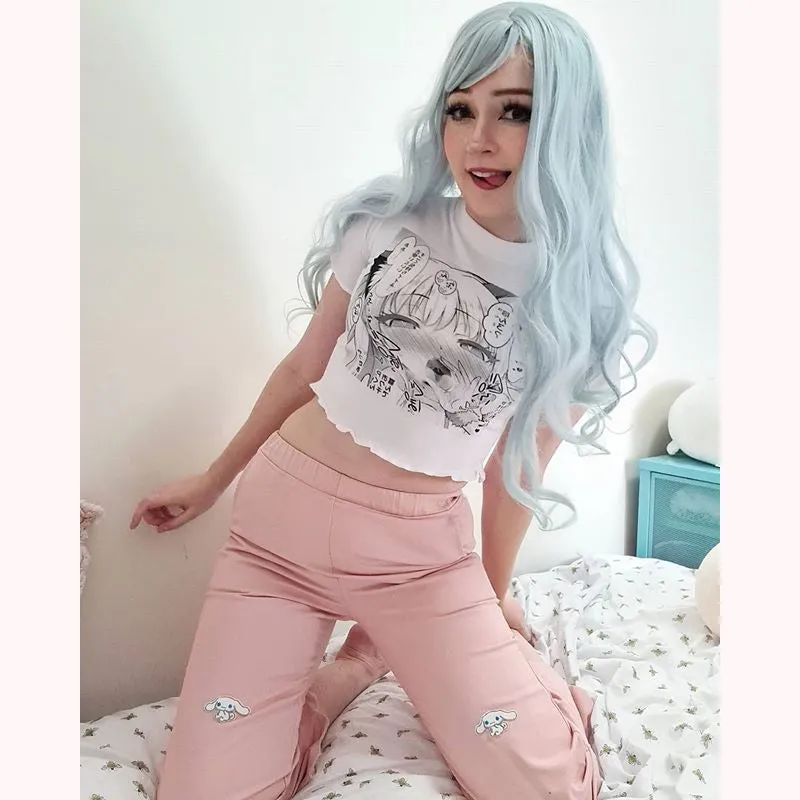[ @bambiskii  ] "CUTE LACE ELASTIC WAIST" CASUAL PANTS Y041107