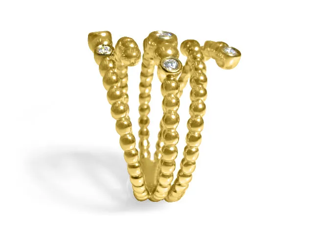 0.18ct tw Ladies Diamond Beaded Gold Ring