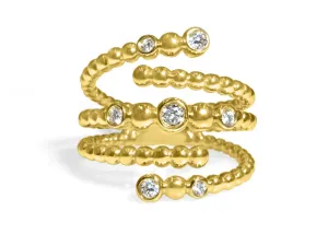 0.18ct tw Ladies Diamond Beaded Gold Ring