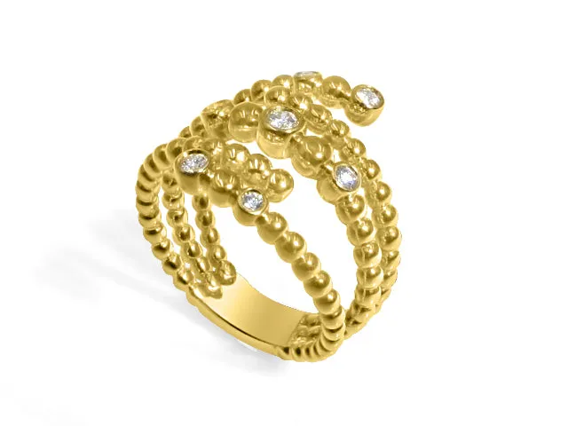 0.18ct tw Ladies Diamond Beaded Gold Ring