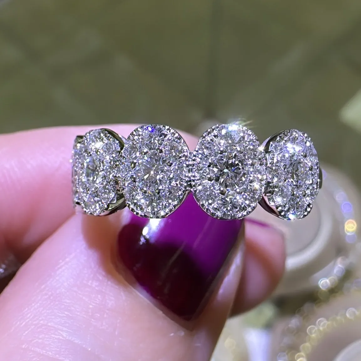 0.99CT T.W. Ladies Oval Half Eternity Invisible Set Diamond Ring