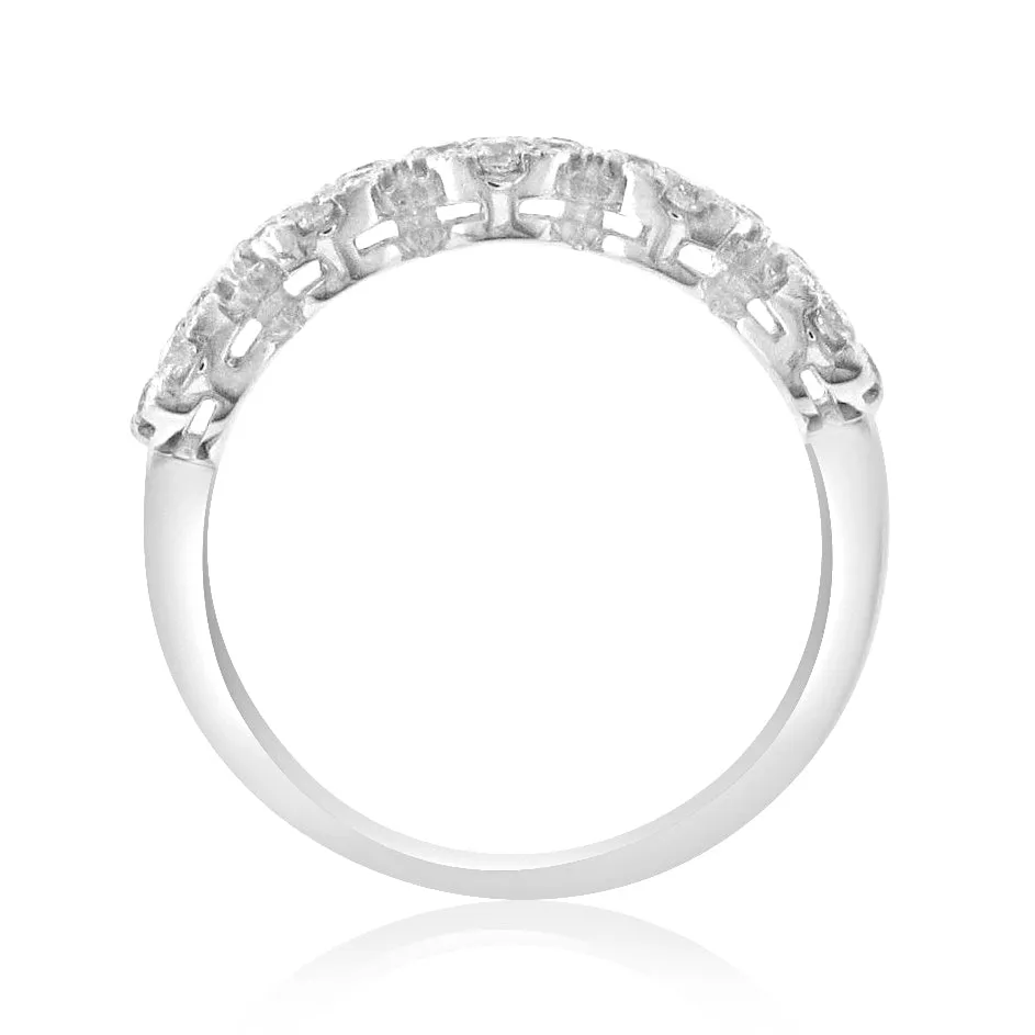 0.99CT T.W. Ladies Oval Half Eternity Invisible Set Diamond Ring