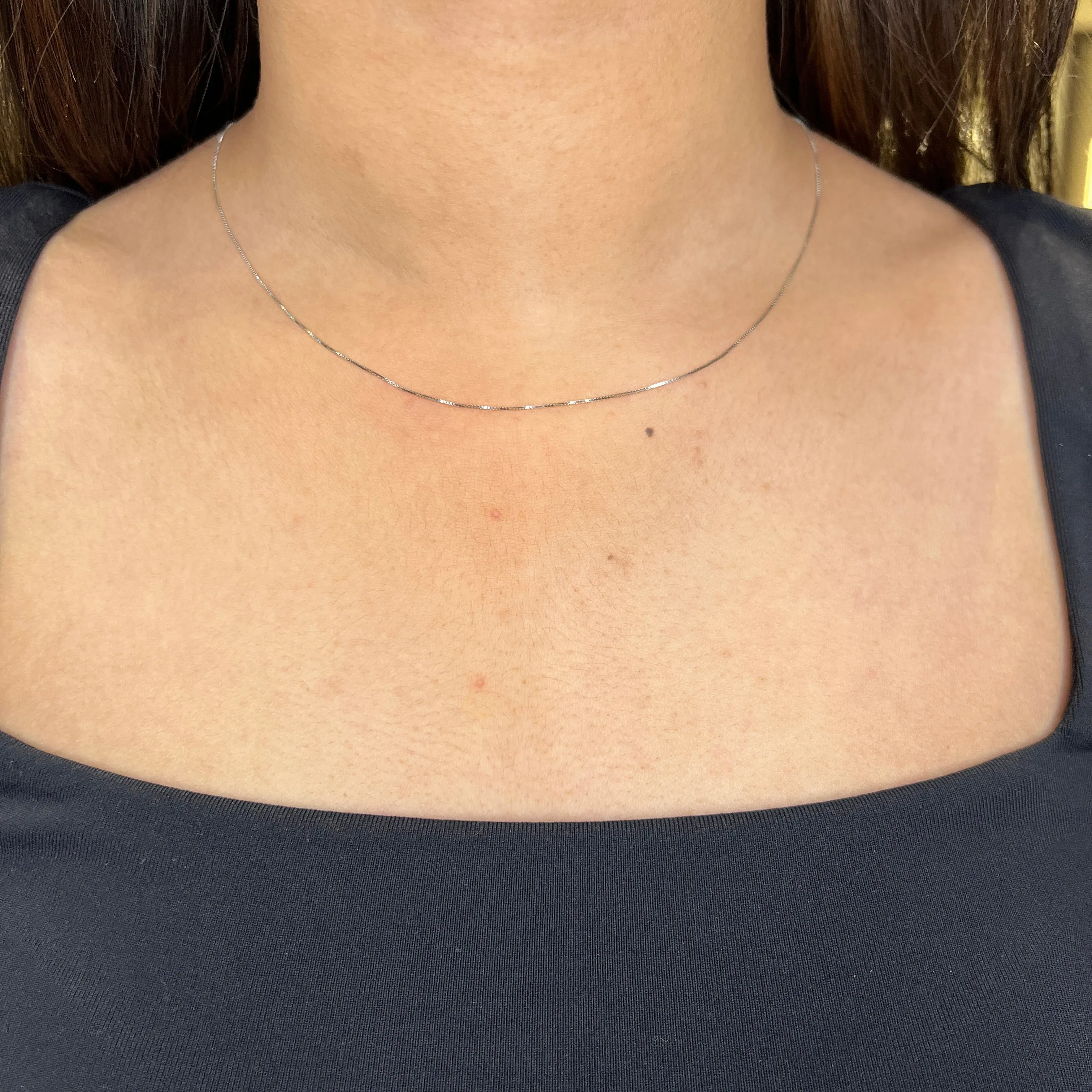 (10K, 14K, 18K) White Gold (0.6mm) Box Chains