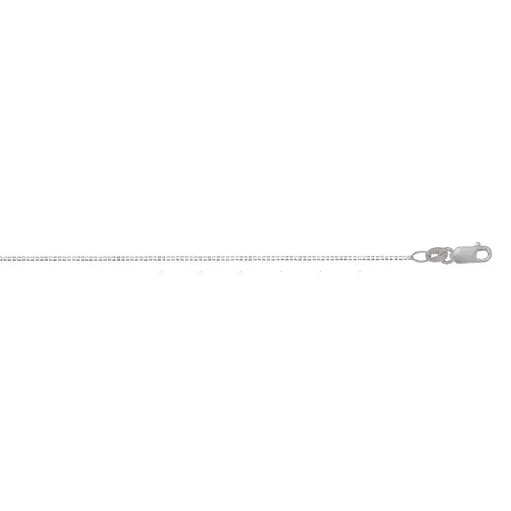 (10K, 14K, 18K) White Gold (0.8mm) Box Chain (16" to 24")