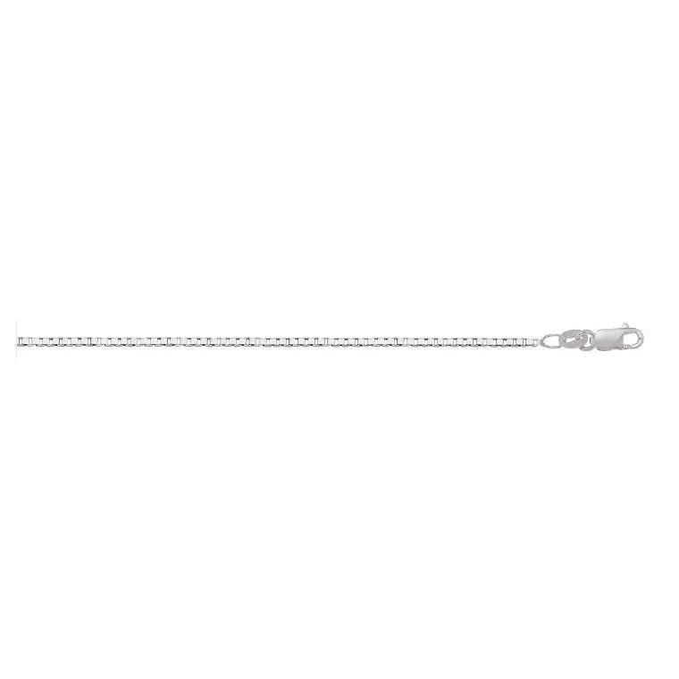 (10K, 14K, 18K) White Gold (1.3mm) Box Chain (16" to 24")