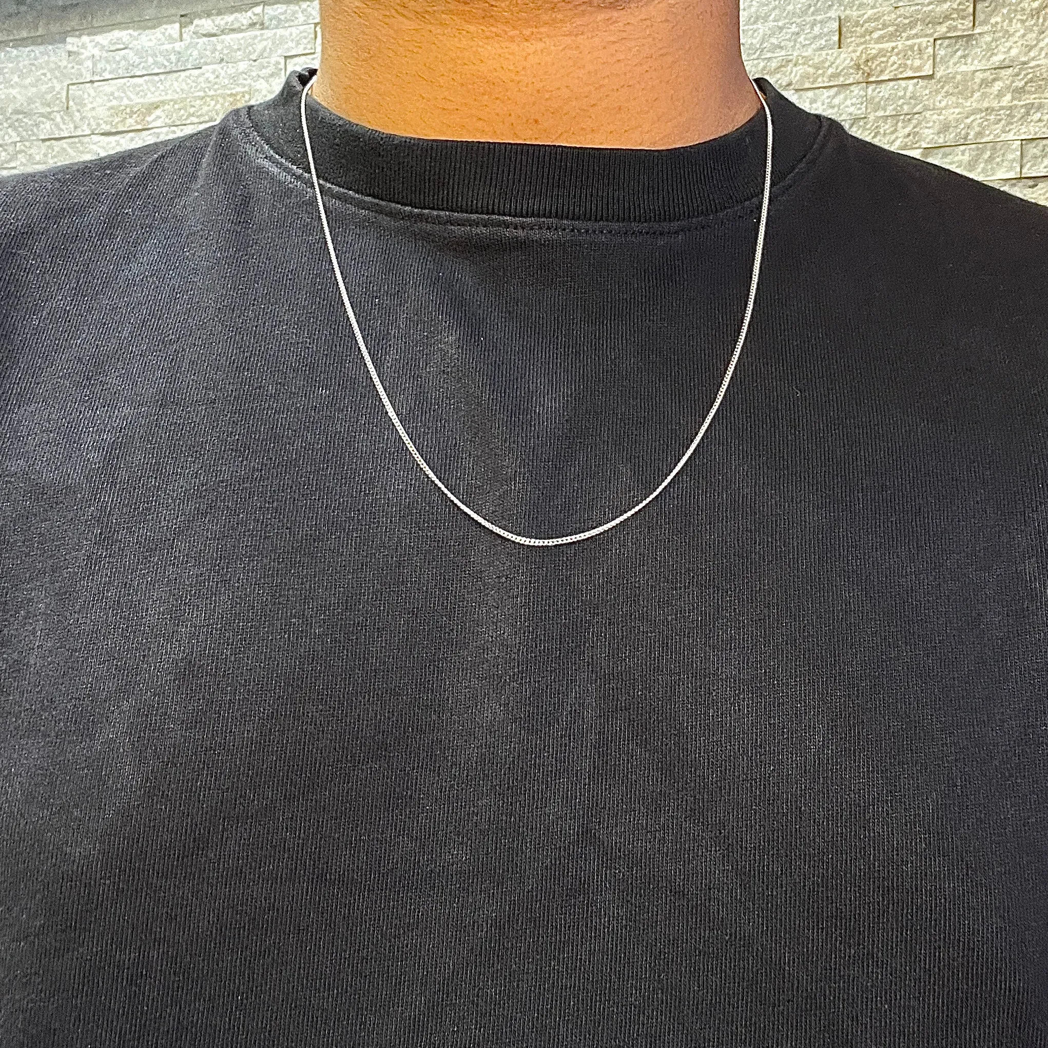 (10K, 14K, 18K) White Gold (1.3mm) Curb Chain (16" to 24")