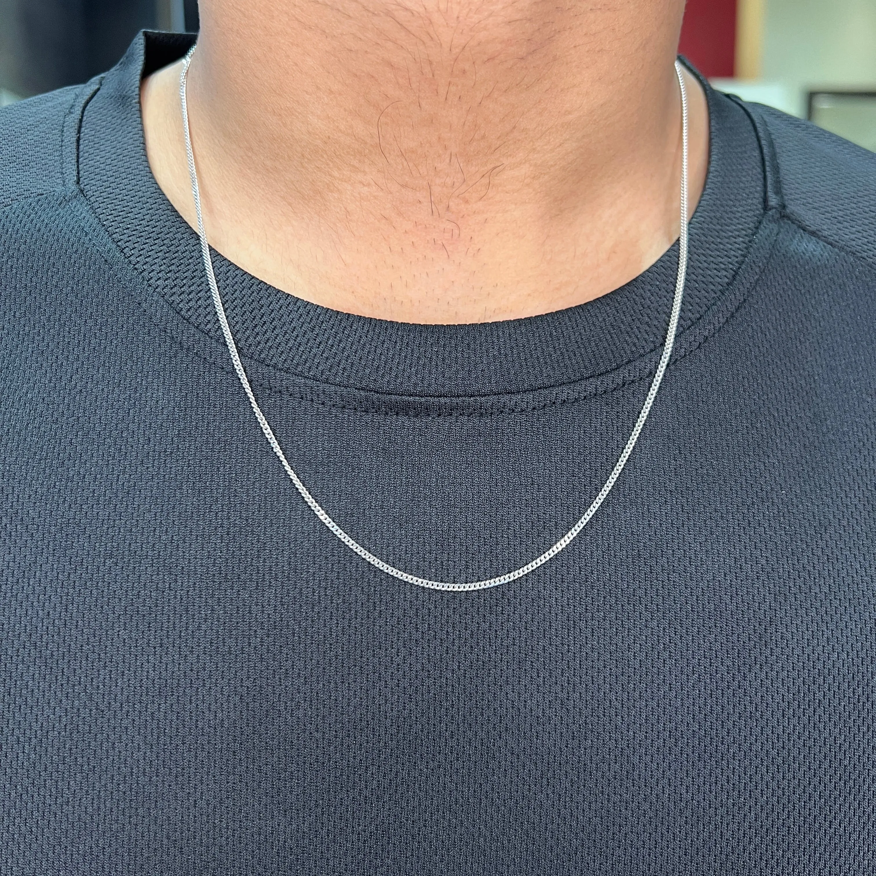 (10K, 14K, 18K) White Gold (1.8mm) Curb Chain  10K 16"
