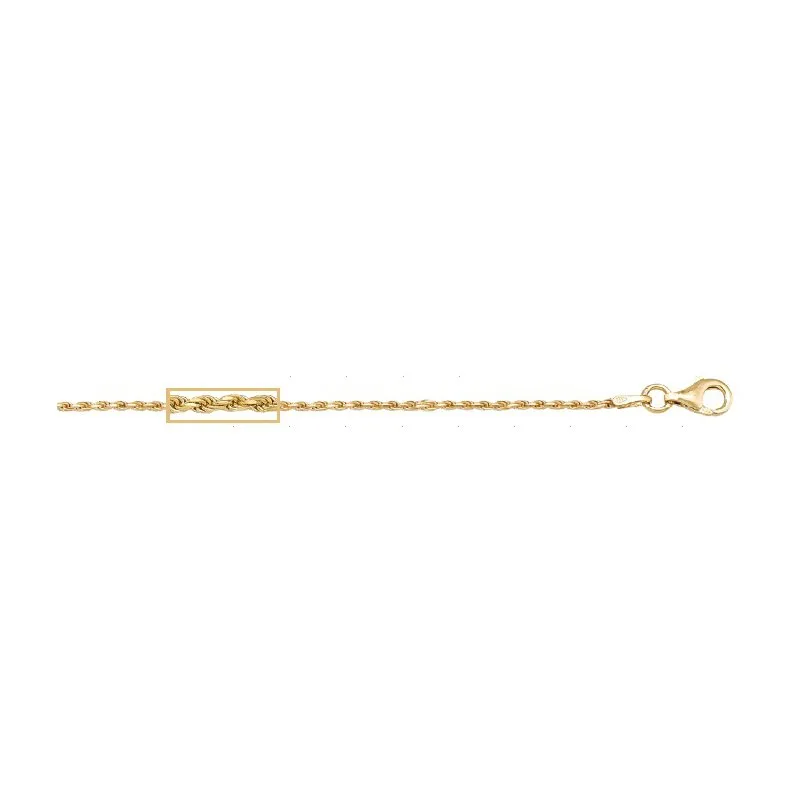 (10K, 14K, 18K) Yellow Gold (1.3mm) Solid Diamond Cut Rope Chain (16" to 24")