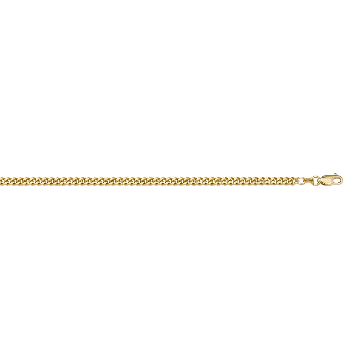 (10K, 14K, 18K) Yellow Gold (1.4mm) Curb Chain (16" to 24")