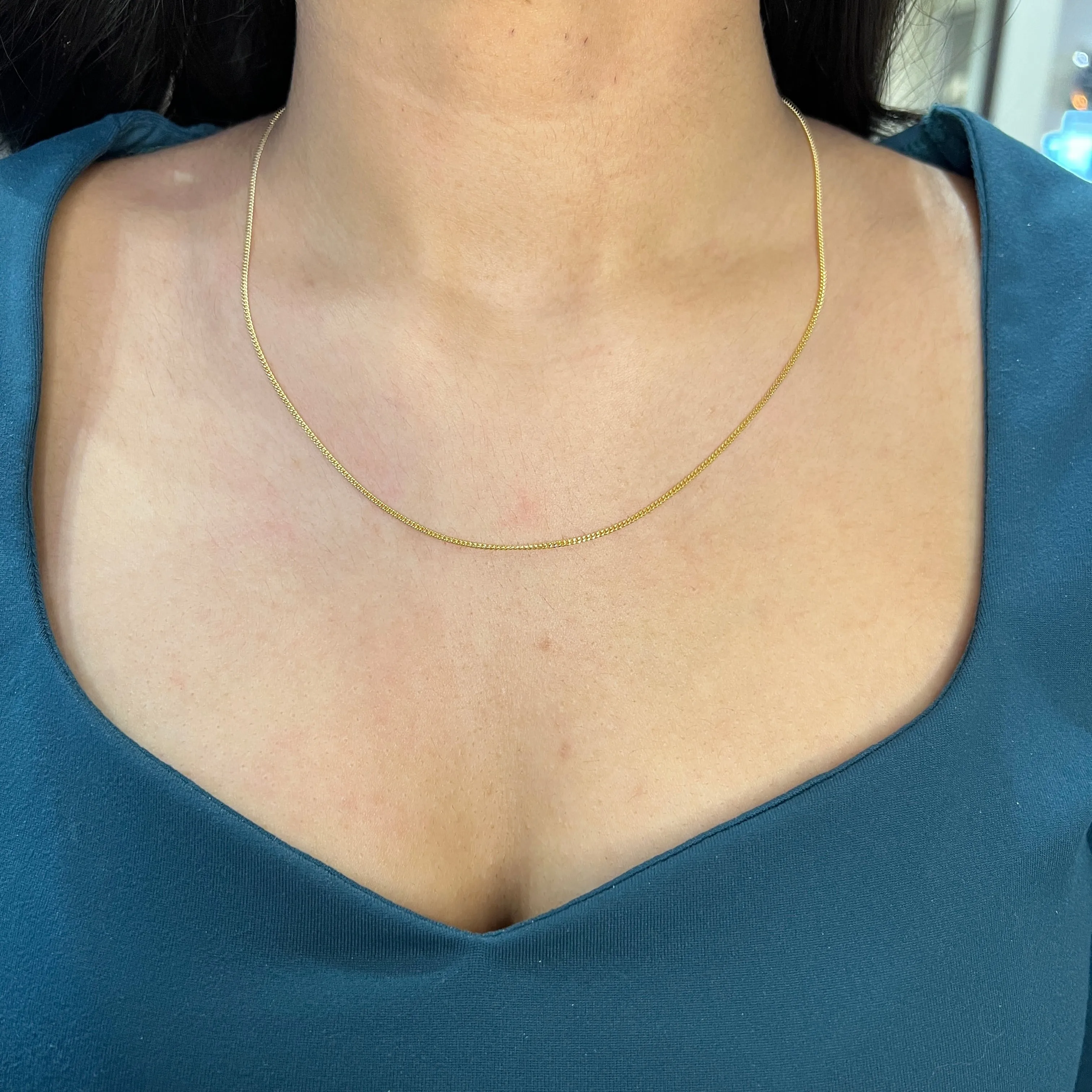 (10K, 14K, 18K) Yellow Gold (1.4mm) Curb Chain (16" to 24")
