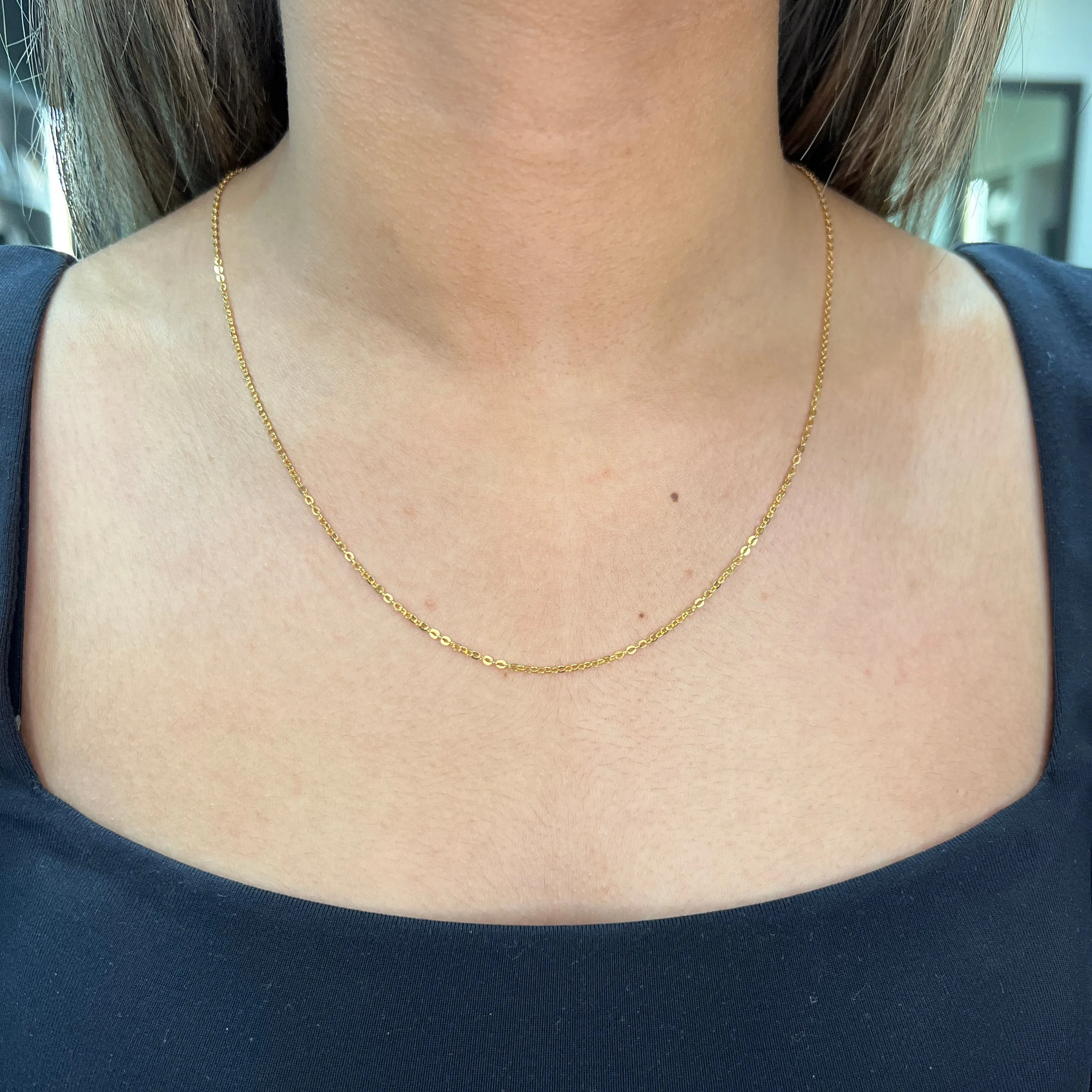 (10K, 14K, 18K) Yellow Gold (1.5mm) Open Cable Chain (16" to 24")