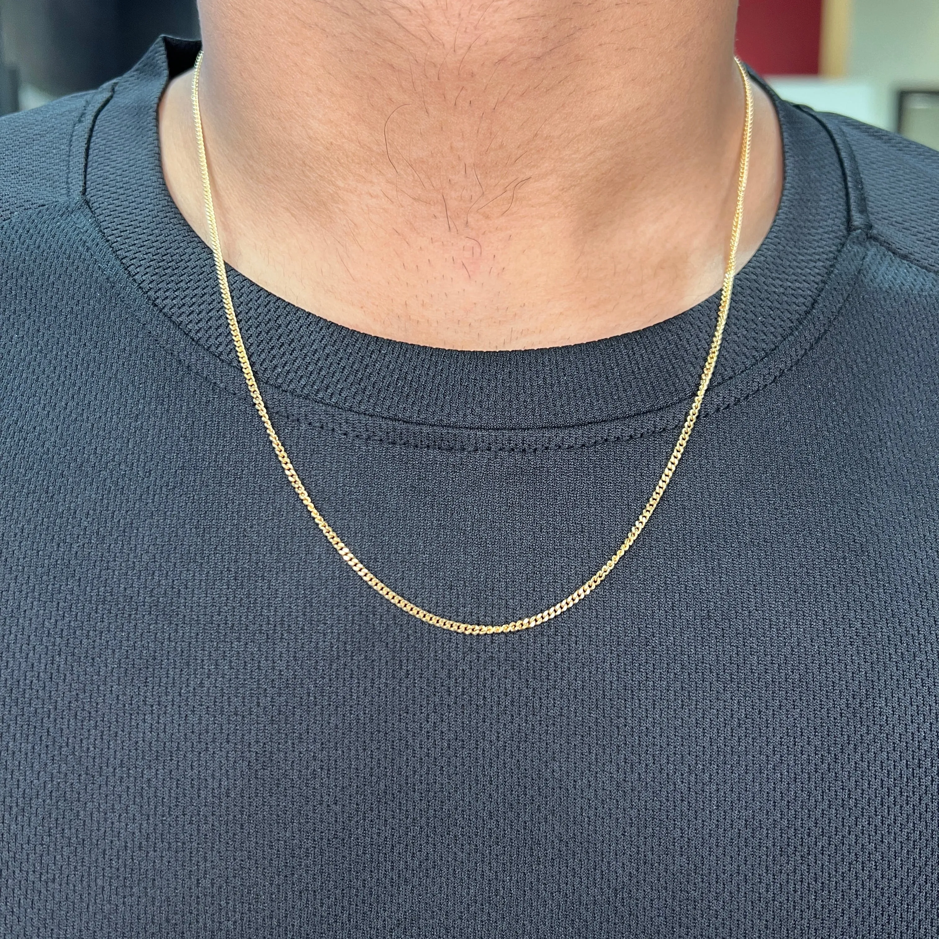 (10K, 14K, 18K) Yellow Gold (1.8mm) Curb Chain (16" to 24")