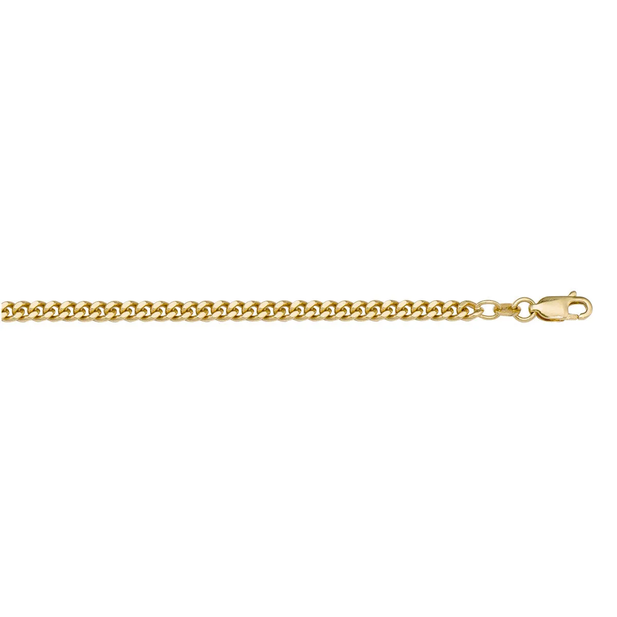 (10K, 14K, 18K) Yellow Gold (2.0mm) Curb Chain (16" to 24")