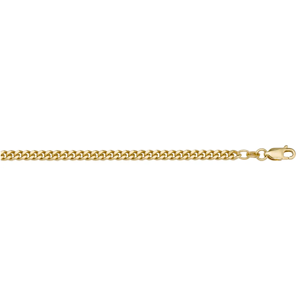 (10K, 14K, 18K) Yellow Gold (2.0mm) Curb Chain (16" to 24")