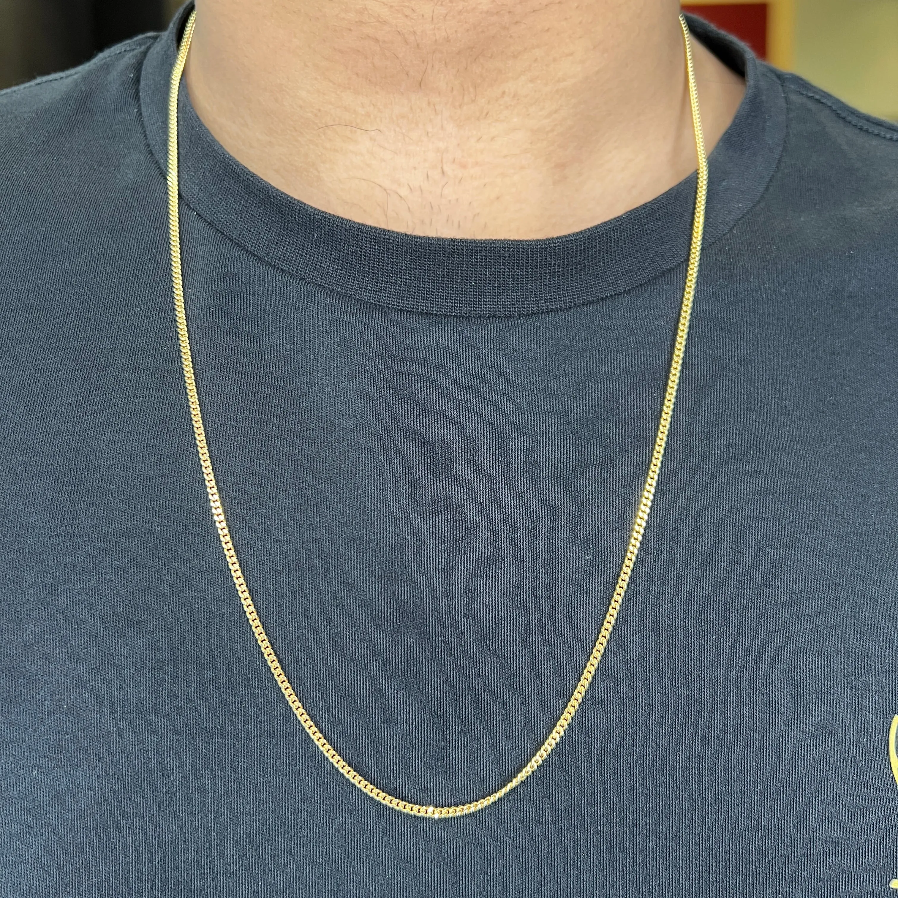 (10K, 14K, 18K) Yellow Gold (2.0mm) Curb Chain (16" to 24")