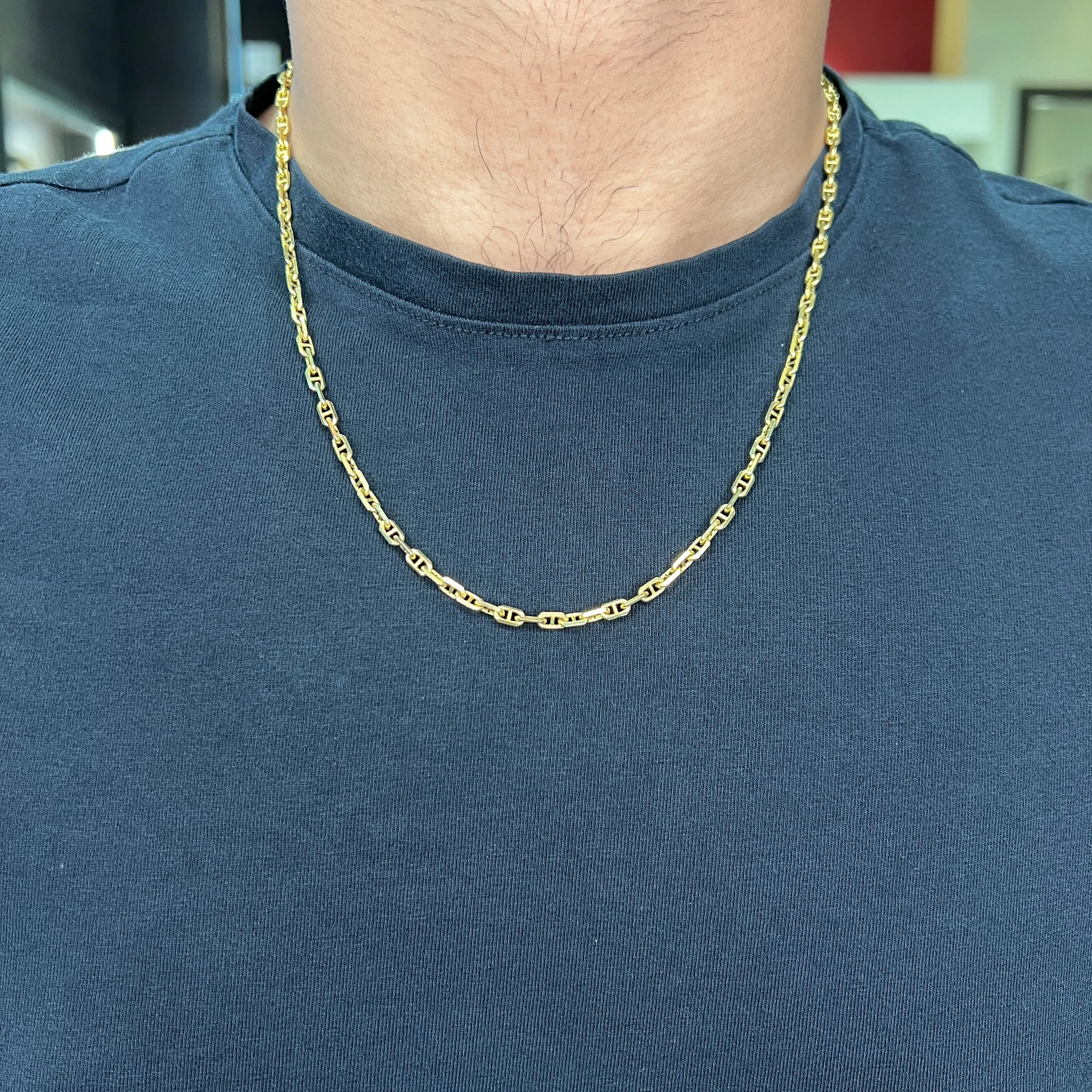 (10K, 14K, 18K) Yellow Gold (3.5mm) Anchor Chain (18" to 24")