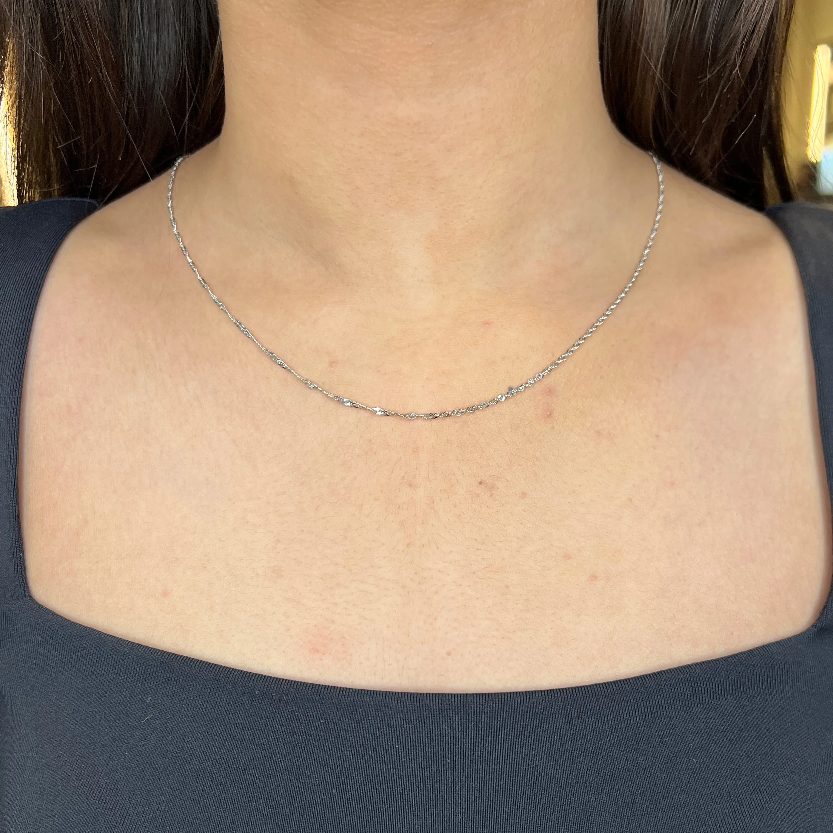 (10K, 14K) White Gold (1.4mm) Singapore Chain (16" to 24")