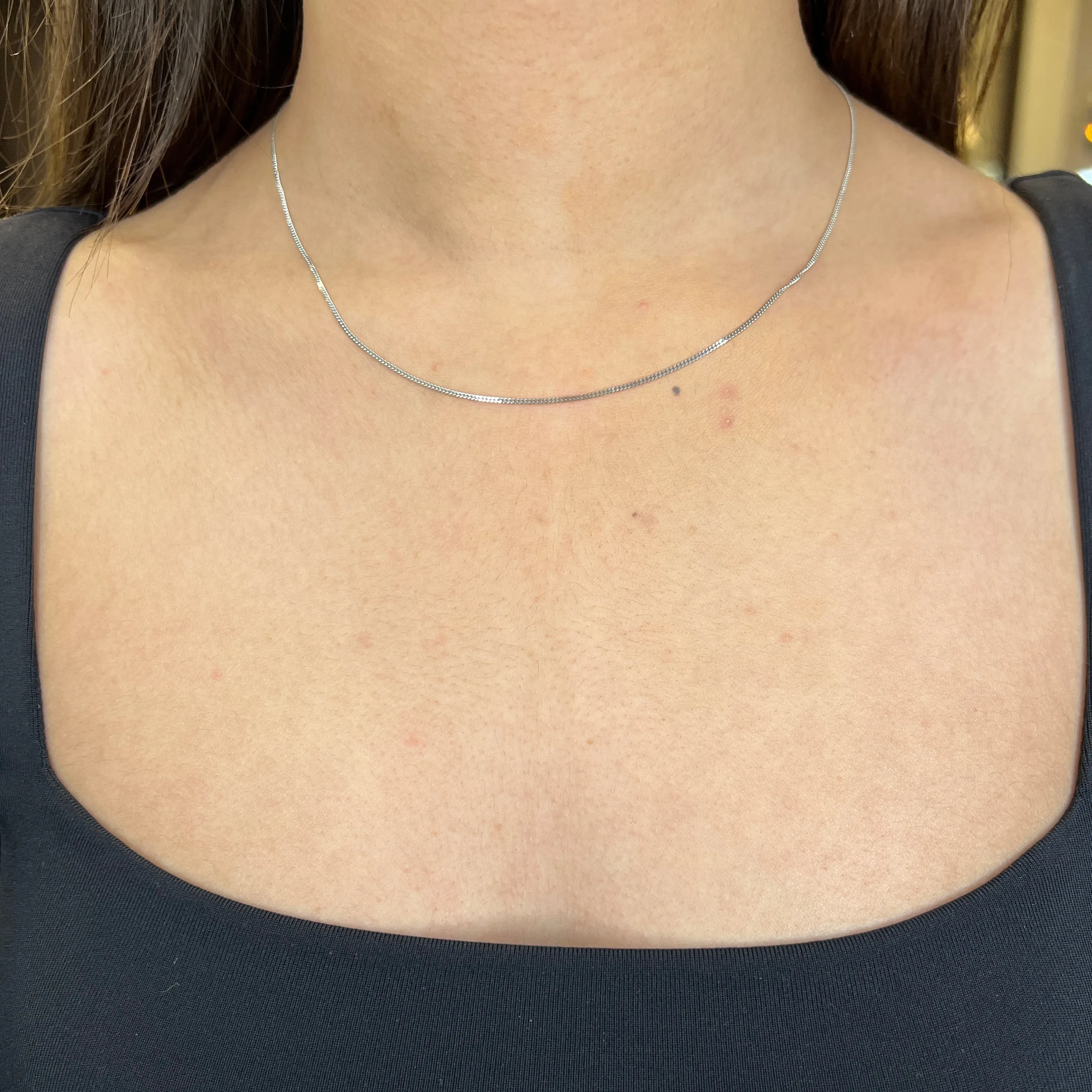 (10K, 14K,18K) White Gold (1.0mm) Curb Chain (16" - 20")