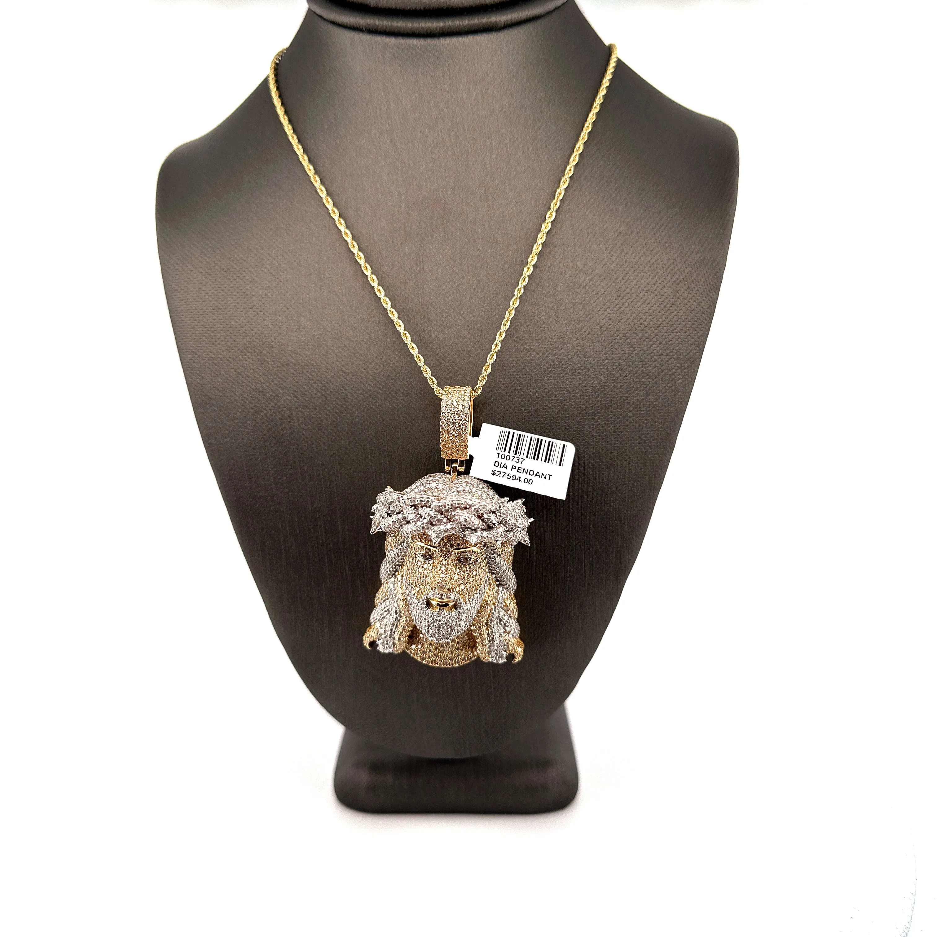 10K Diamond Jesus Pendant