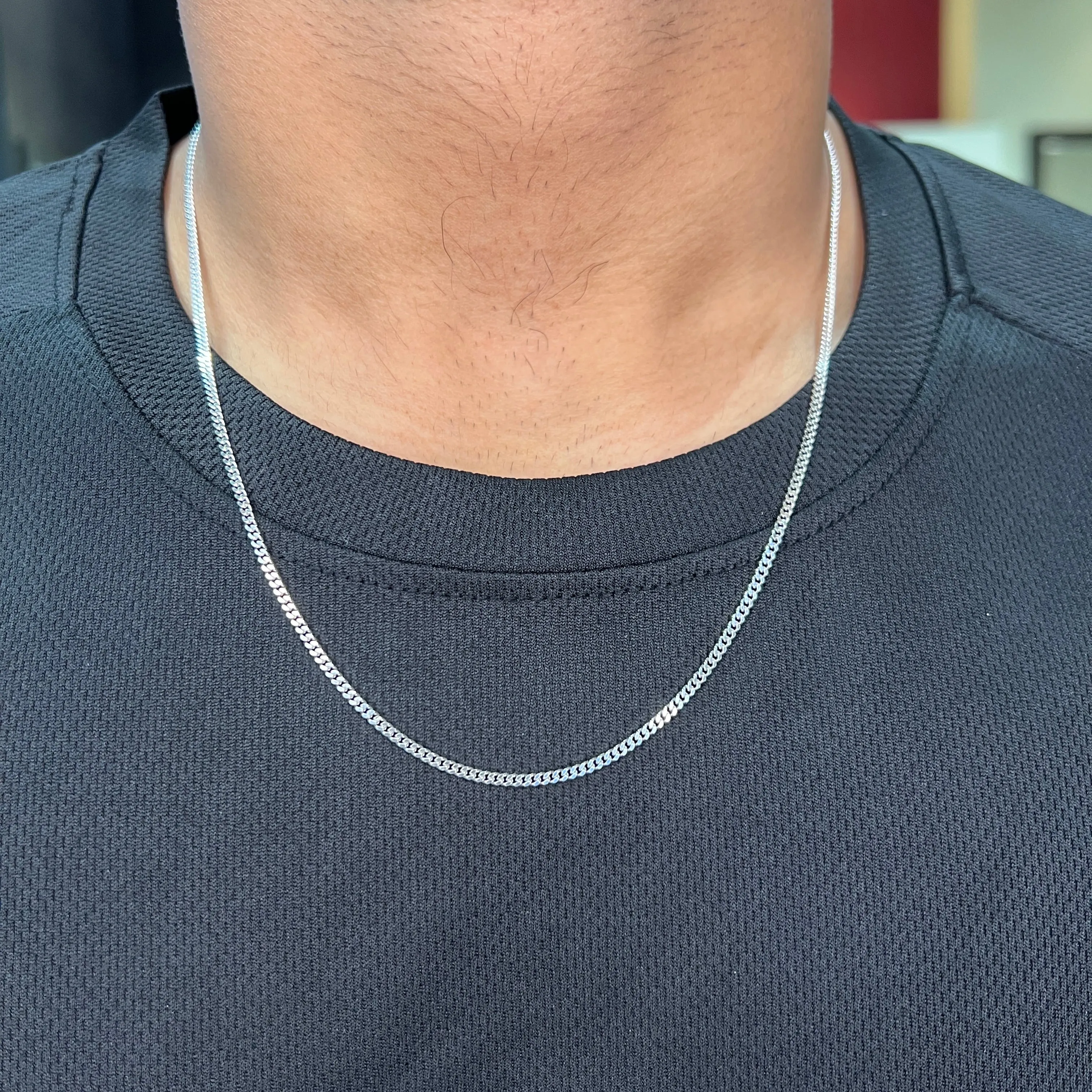 10K White Gold (2mm) Curb Chain (18" - 24")