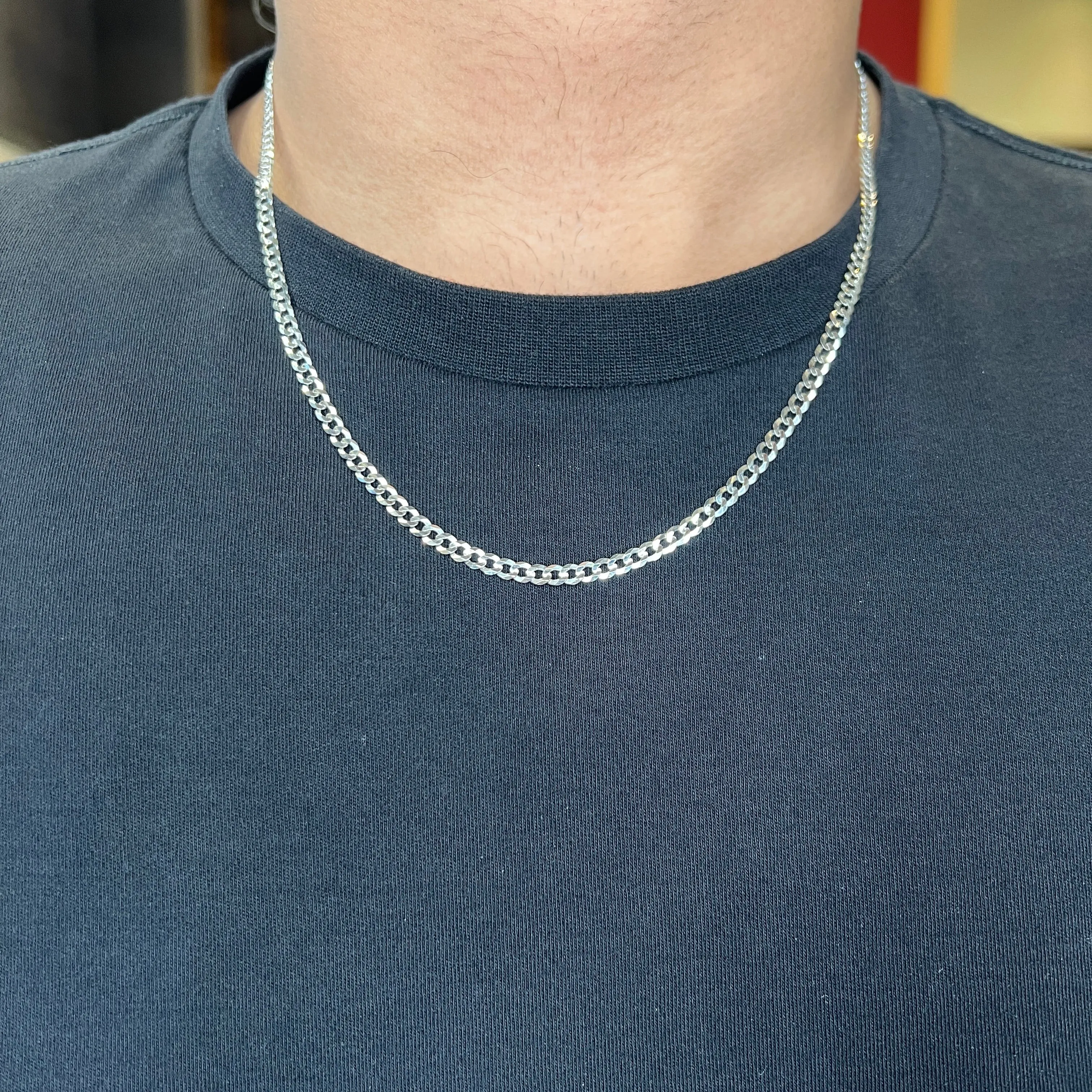 10K White Gold (3.6mm) Curb Chain (20" - 24")