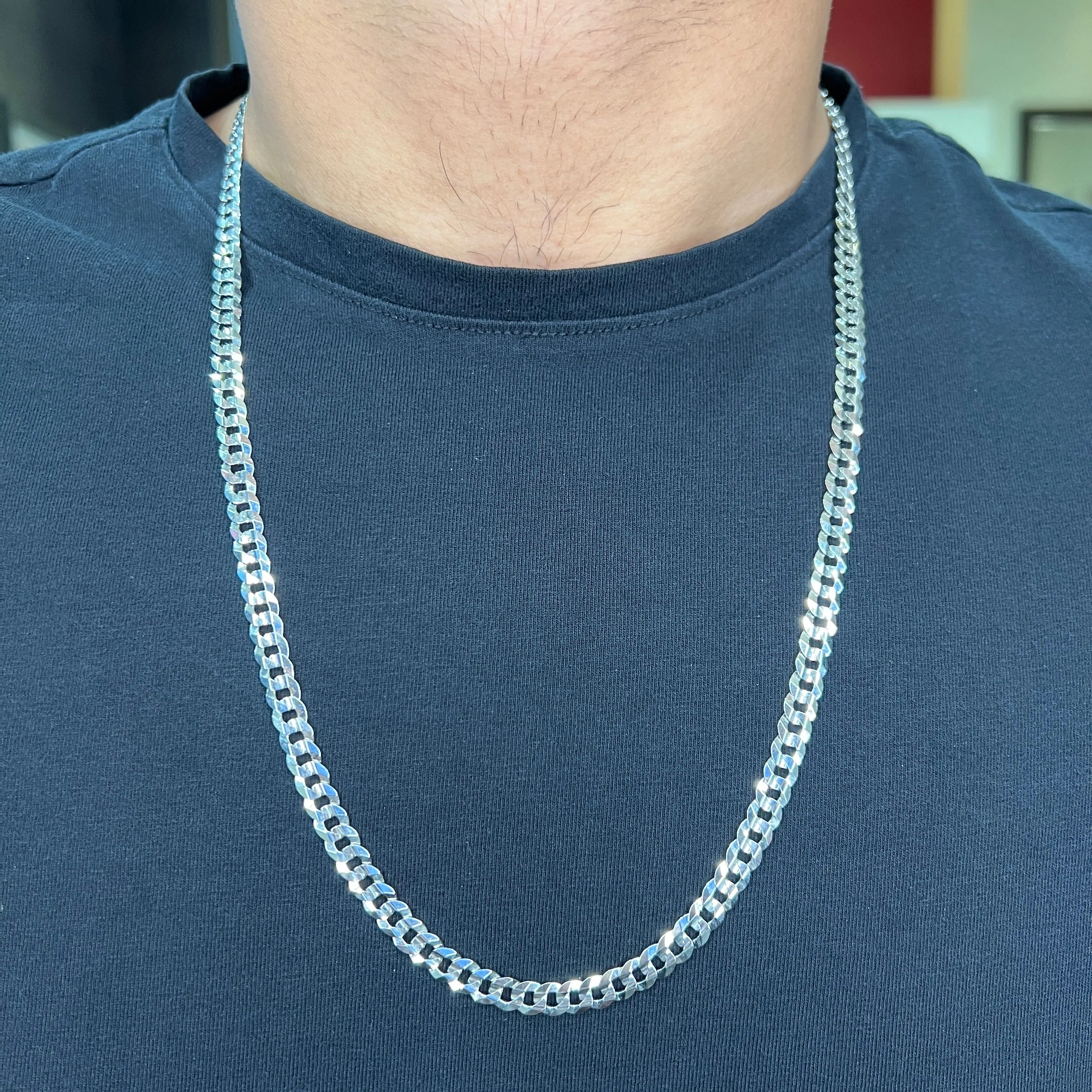 10K White Gold (6mm) Curb Chain (20" - 24")