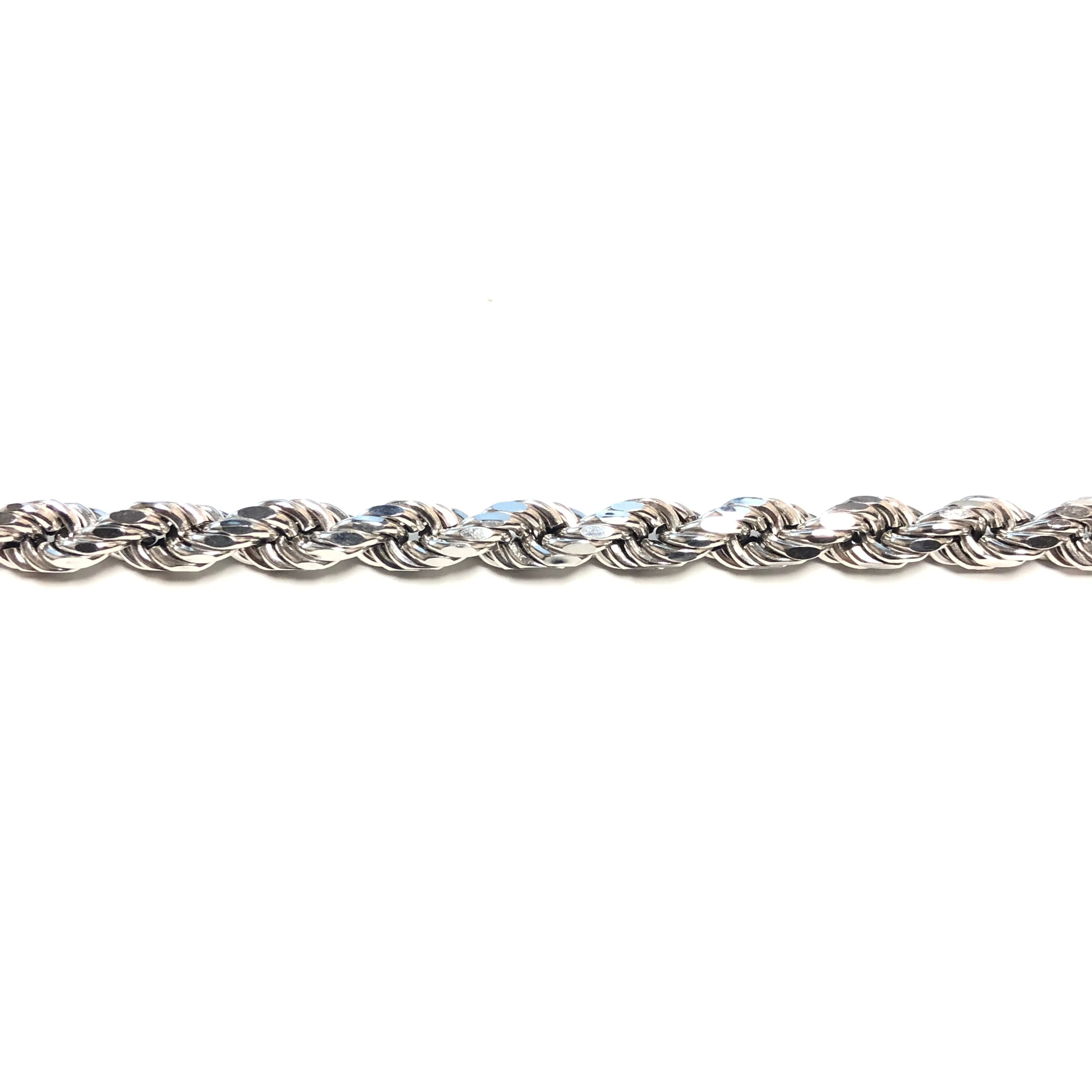 10K White Gold (6mm) Diamond Cut Hollow Rope 24"