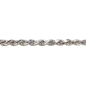 10K White Gold (6mm) Diamond Cut Hollow Rope 24"
