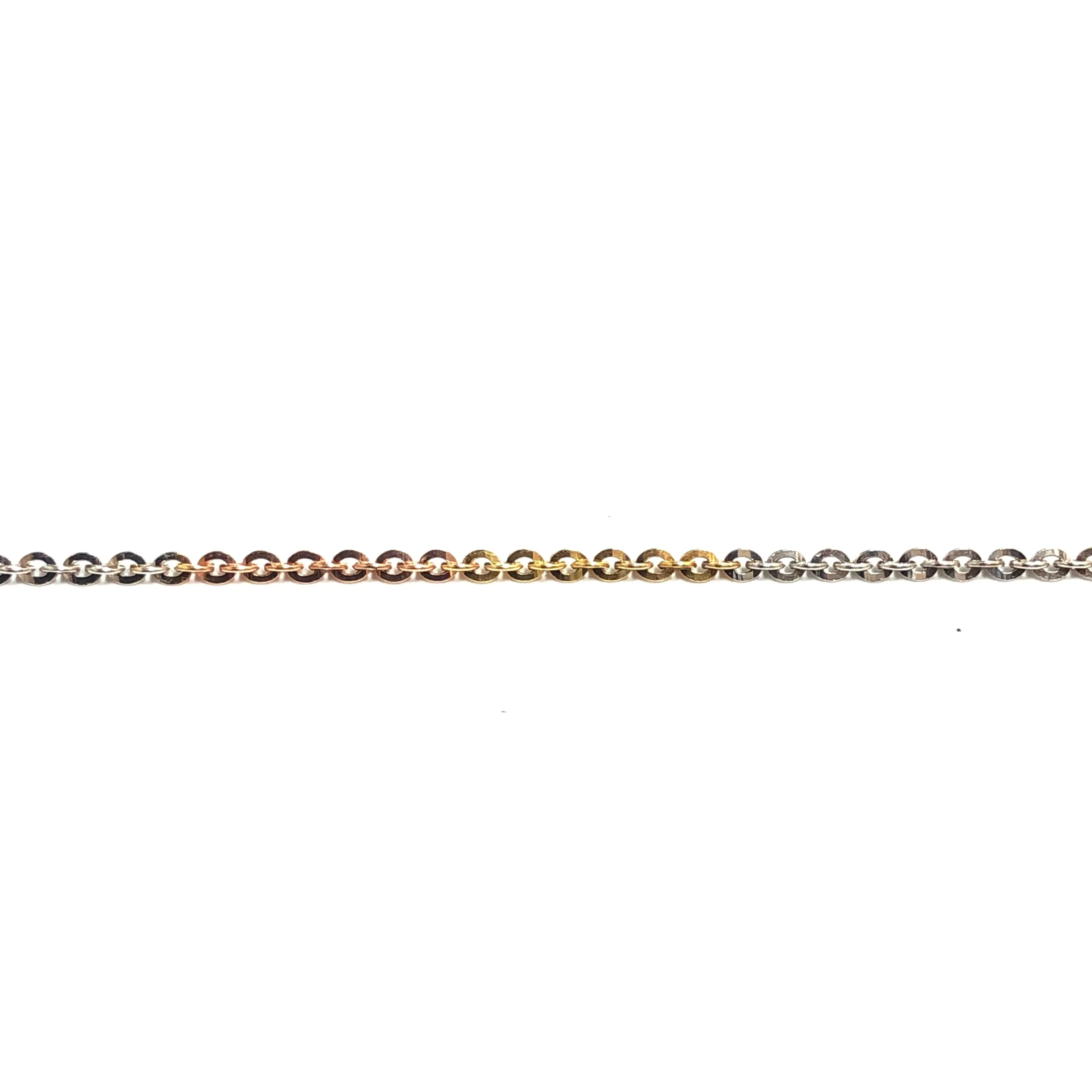 10K White, Yellow and Rose Gold (1.8mm) Rolo Chain 16"