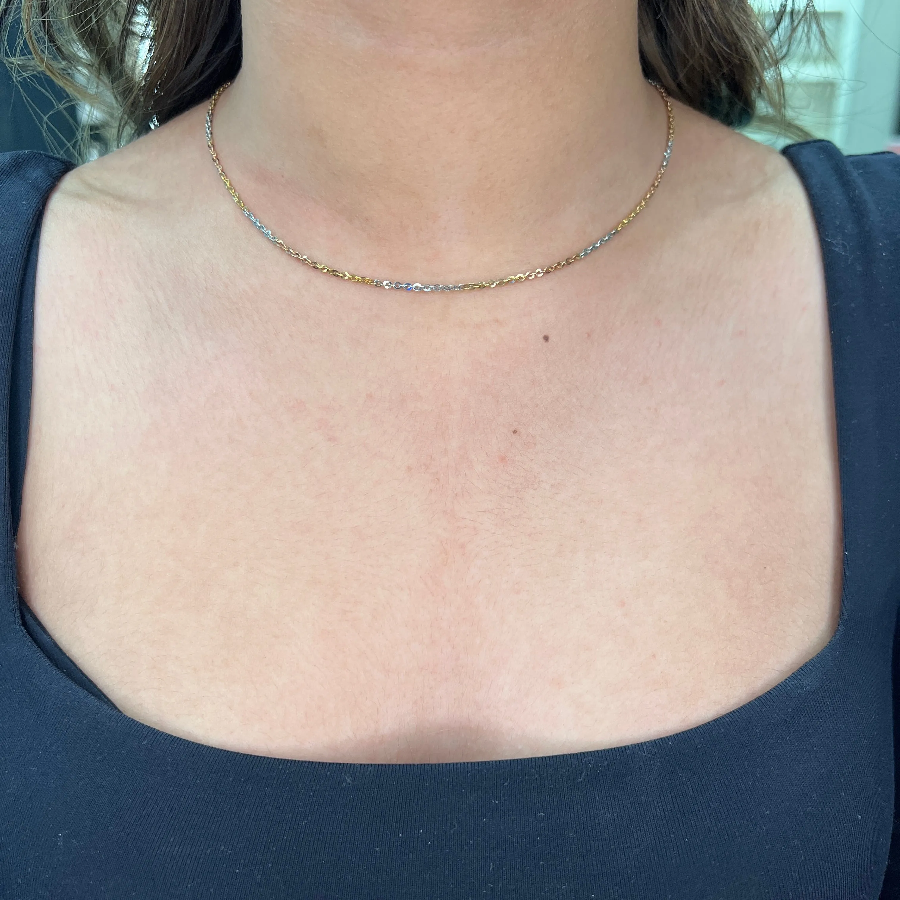 10K White, Yellow and Rose Gold (1.8mm) Rolo Chain 16"