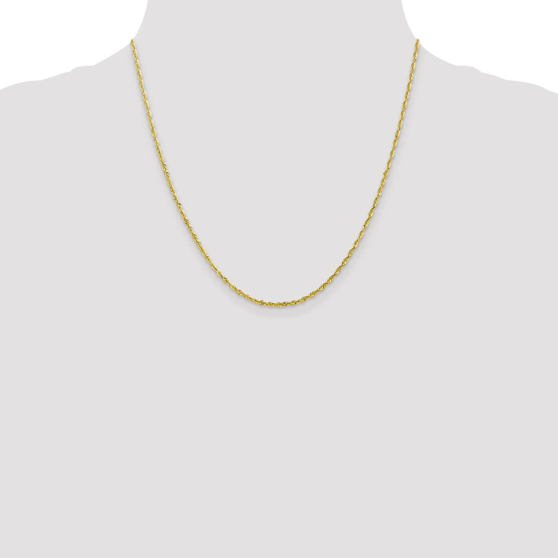 10k Yellow Gold 2.00m DC Lightweight Rope Chain