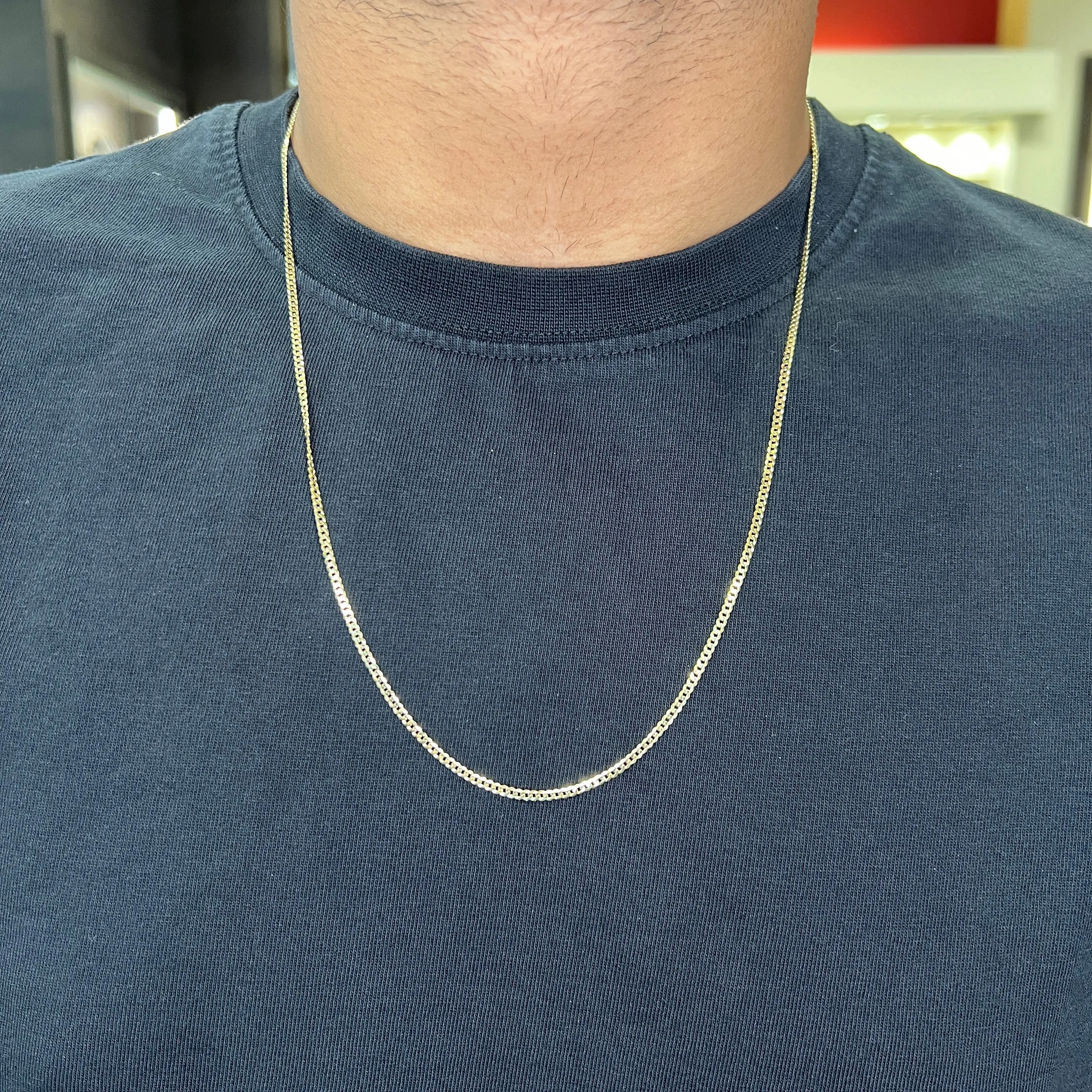 10K Yellow Gold (2.0mm) Concave Curb Chains (16" - 24")