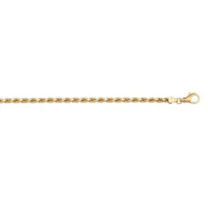 10K Yellow Gold (2.0mm) Solid Diamond Cut Rope Chain