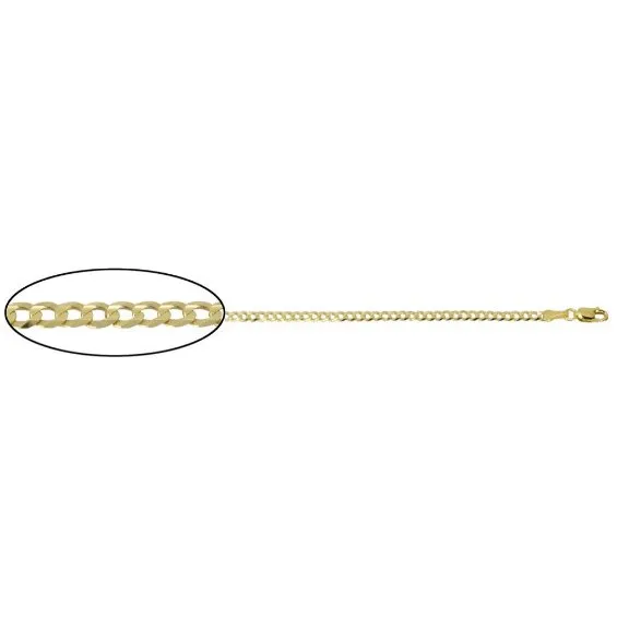 10K Yellow Gold (2.6mm) Concave Curb Chain