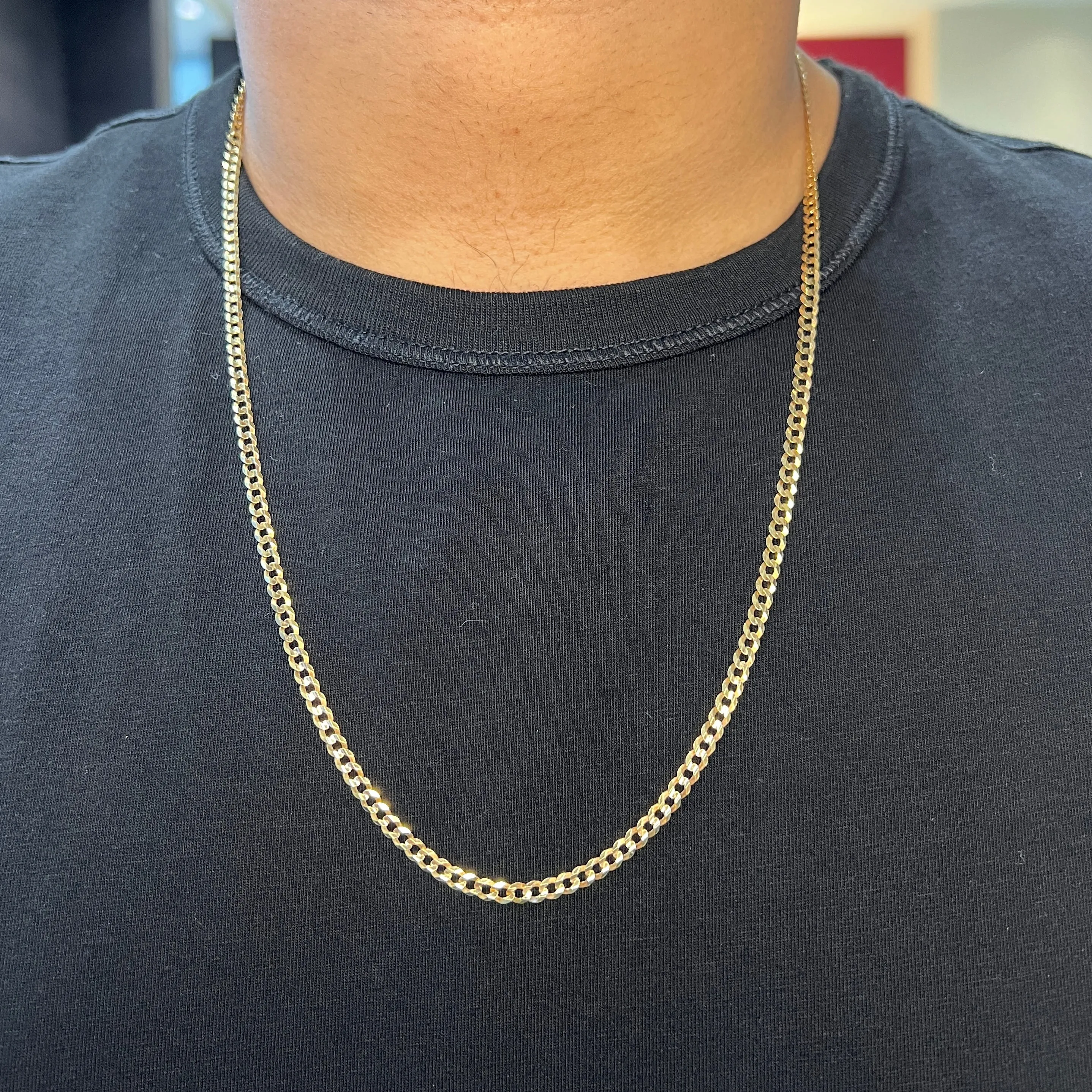 10K Yellow Gold (3.6mm) Concave Curb Chain (18" - 24")