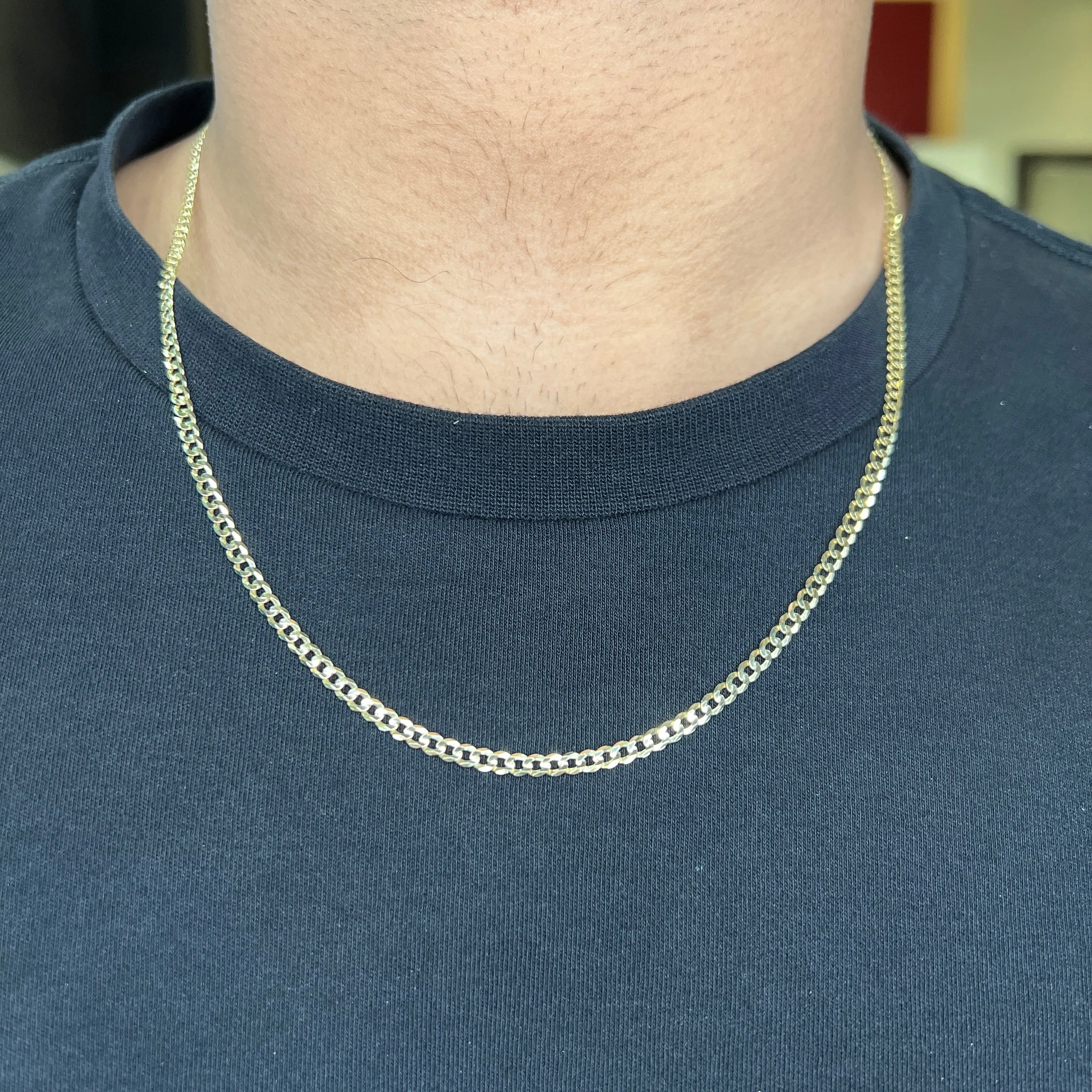 10K Yellow Gold (3mm) Concave Curb Chain (18" - 26')