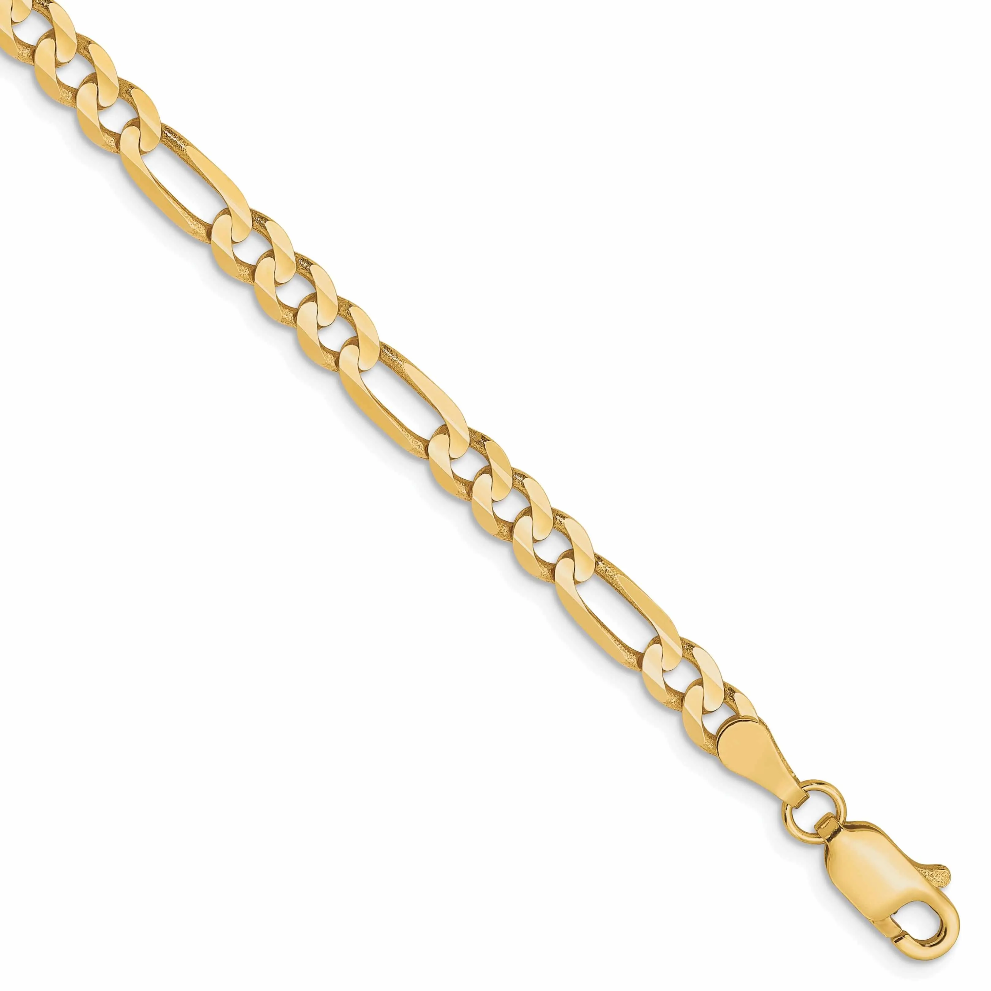 10k Yellow Gold 4.0mm Concave Figaro Chain