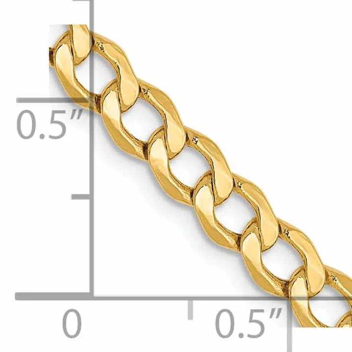 10k Yellow Gold 4.3m Semi-Solid Curb Link Chain