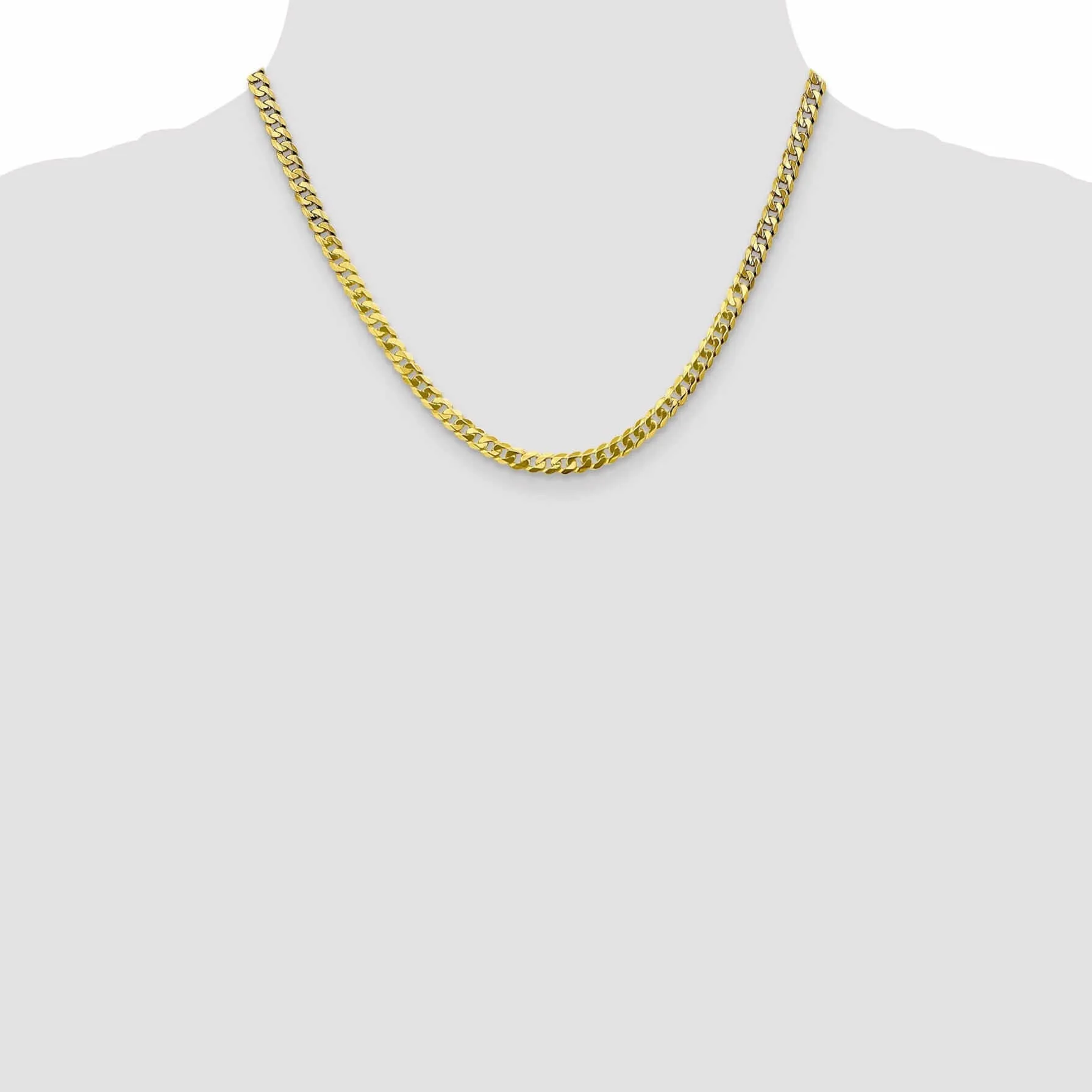 10k Yellow Gold 4.6mm Flat Beveled Curb Chain