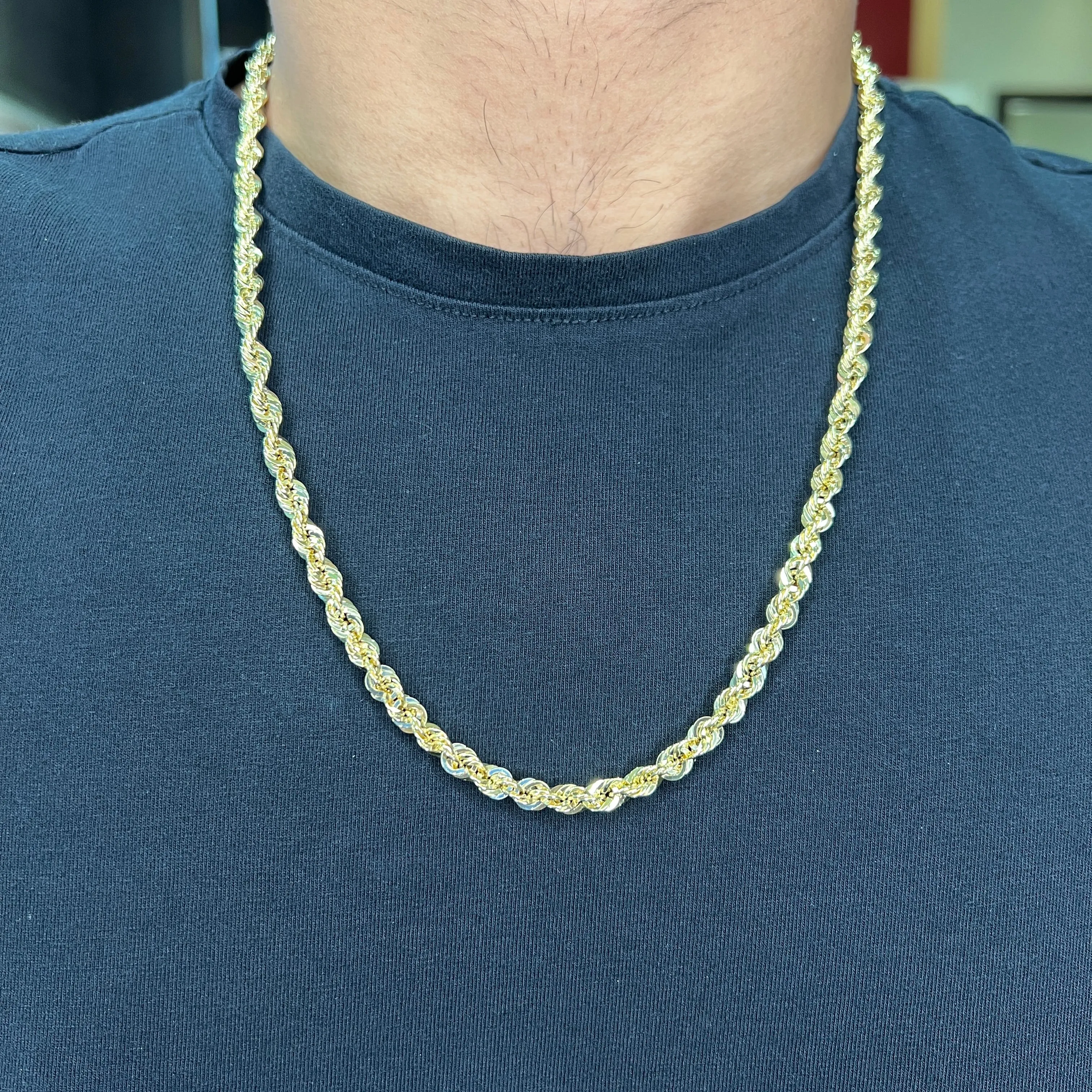 10K Yellow Gold (5.5mm) Holow Rope Chain (20in - 28in)