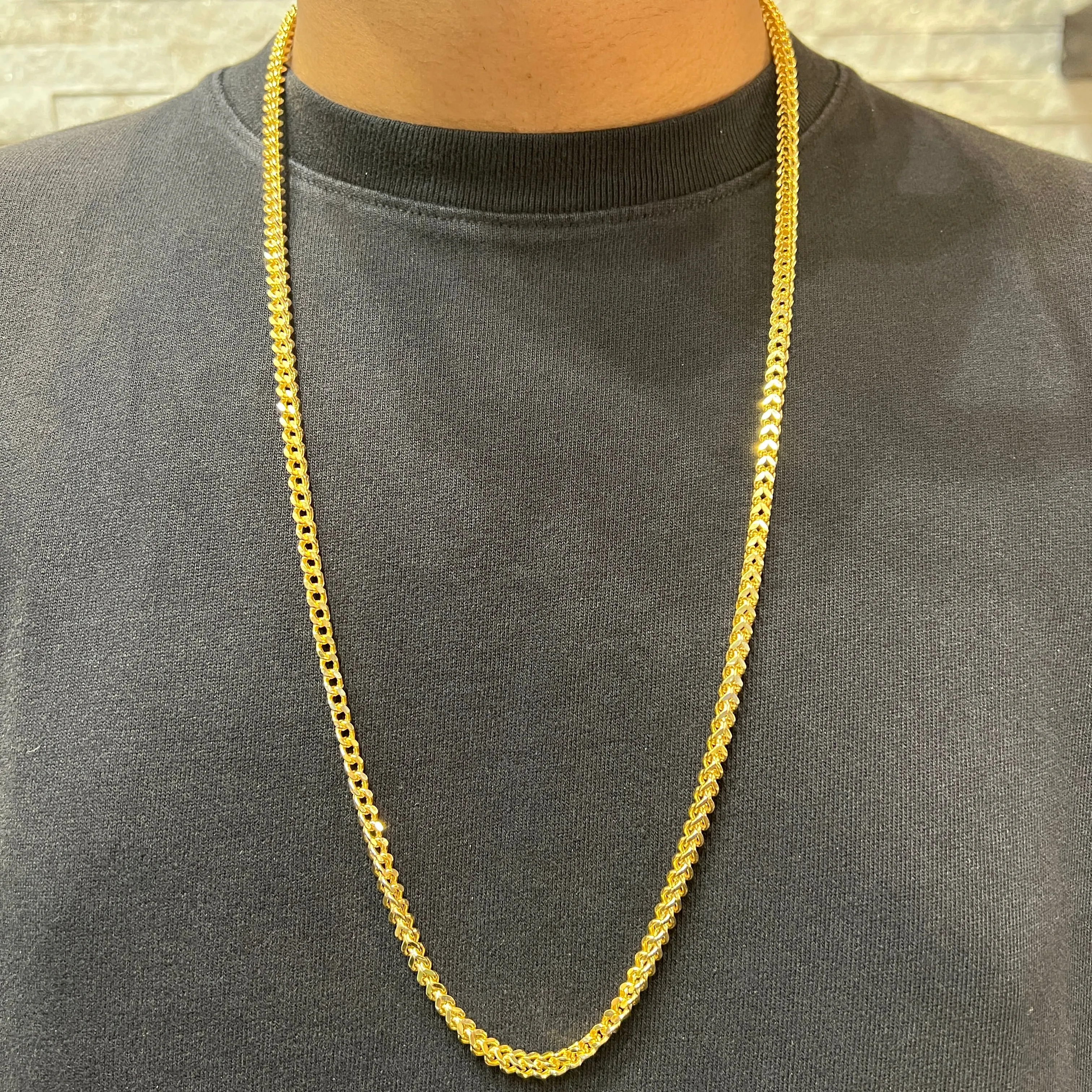 10K Yellow Gold (5.5mm) Semi Hollow Franco Chain 28"