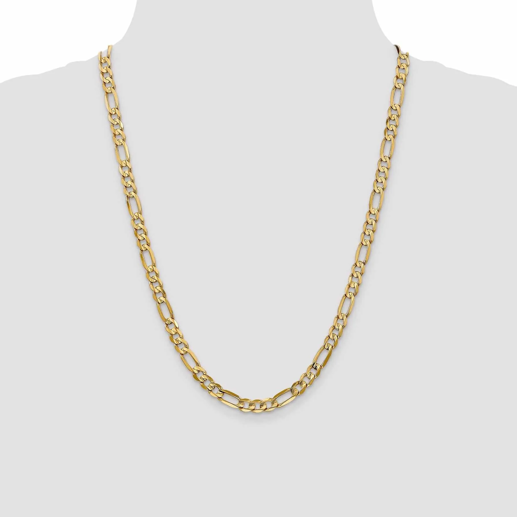 10k Yellow Gold 6.0mm Concave Figaro Chain