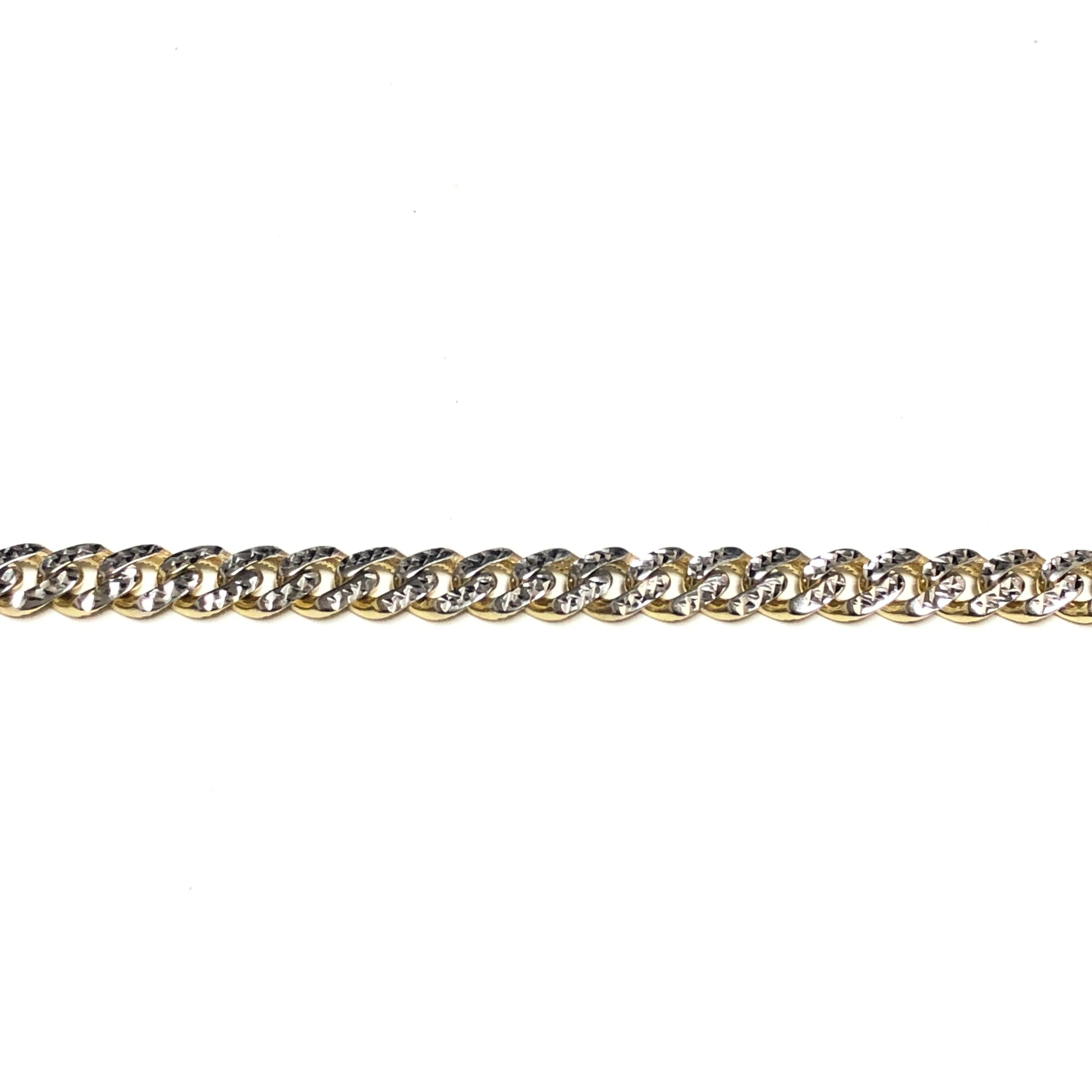 10K Yellow Gold (6.5mm) Classic Monaco Diamond Cut Chain with Pavee Lock (20 - 24")