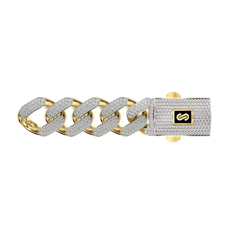 10K Yellow Gold (6.5mm) Classic Monaco Diamond Cut Chain with Pavee Lock (20 - 24")