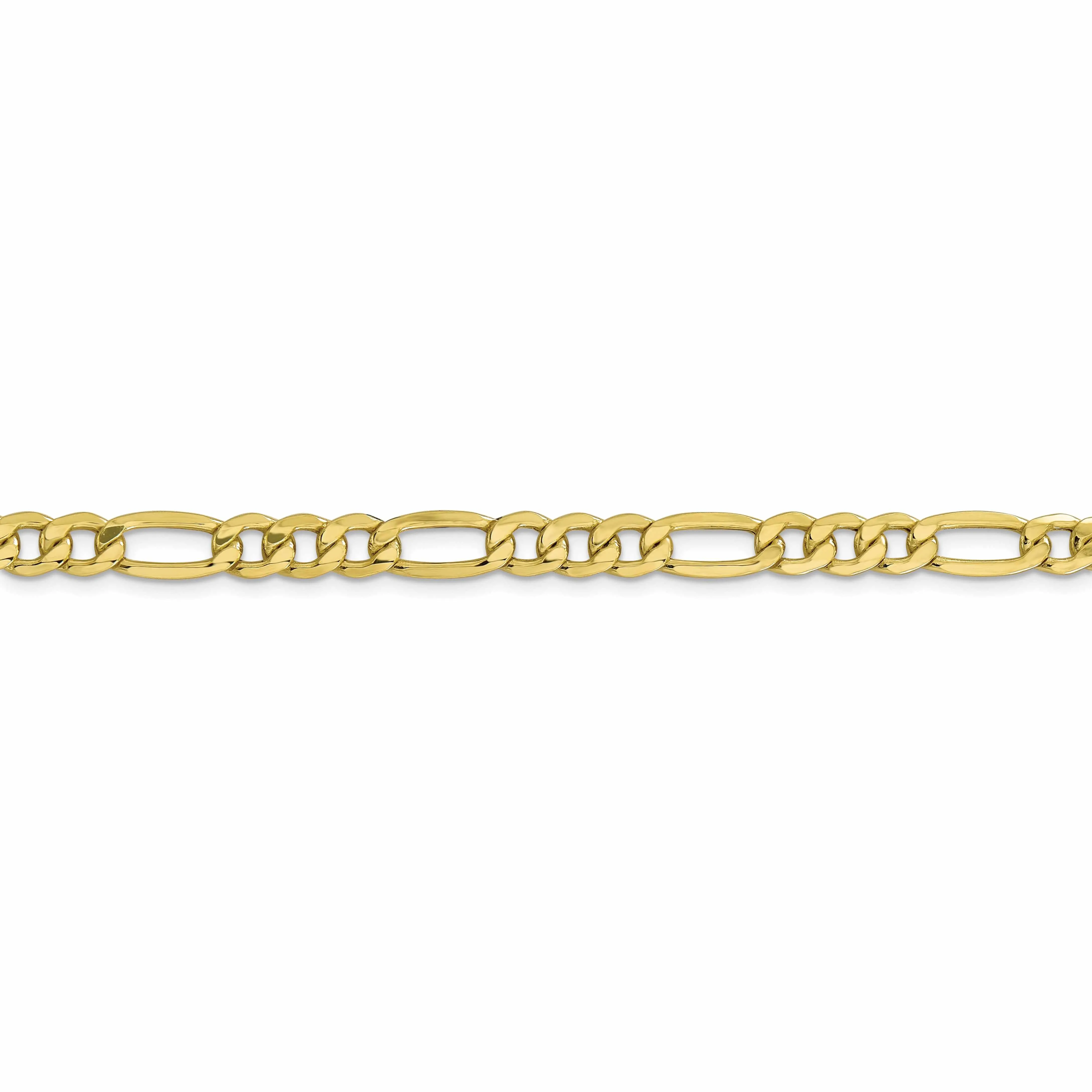 10k Yellow Gold 6.6mm Semi-Solid Figaro C