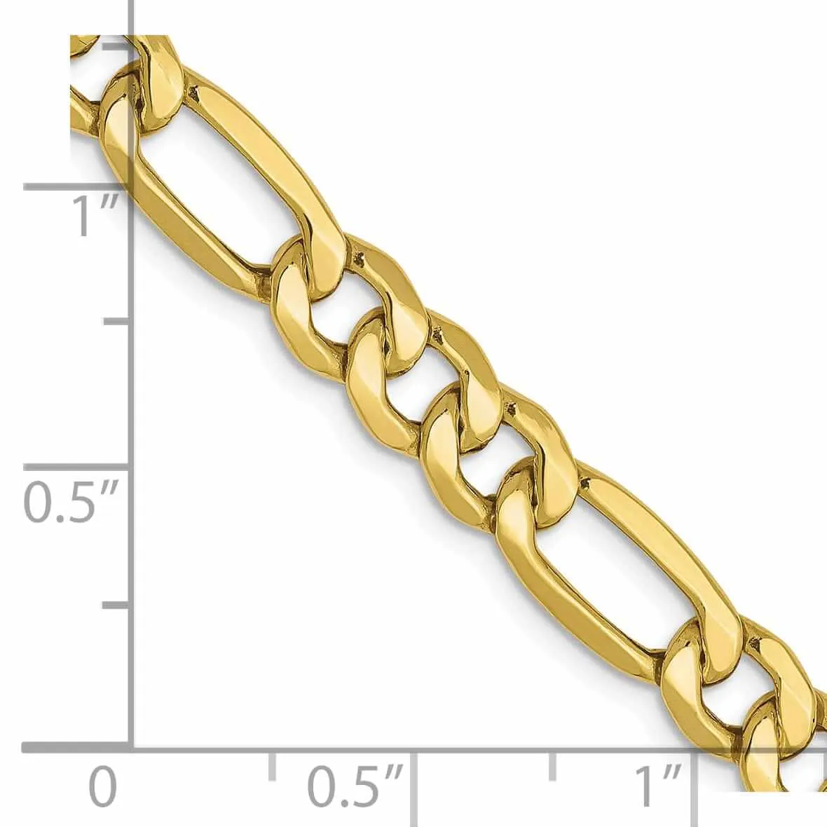 10k Yellow Gold 6.6mm Semi-Solid Figaro Chain