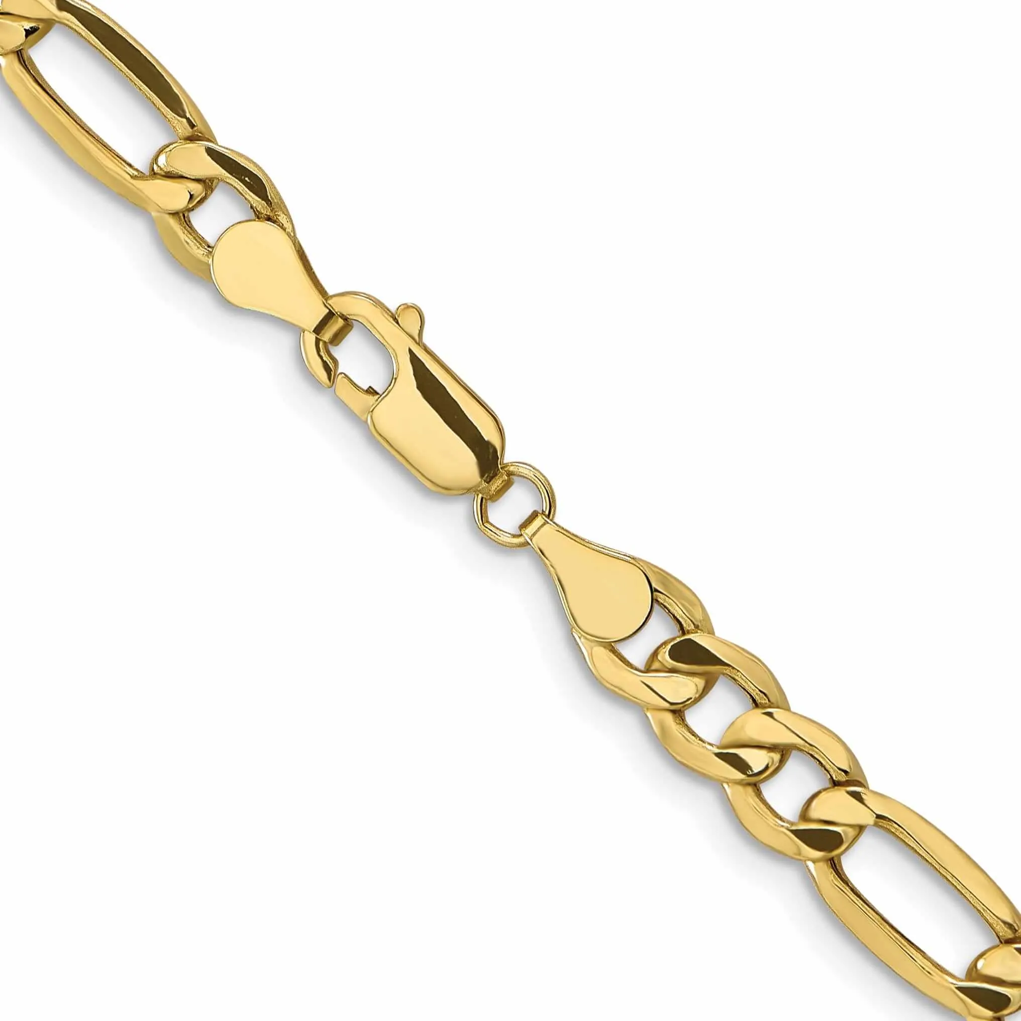 10k Yellow Gold 6.6mm Semi-Solid Figaro Chain