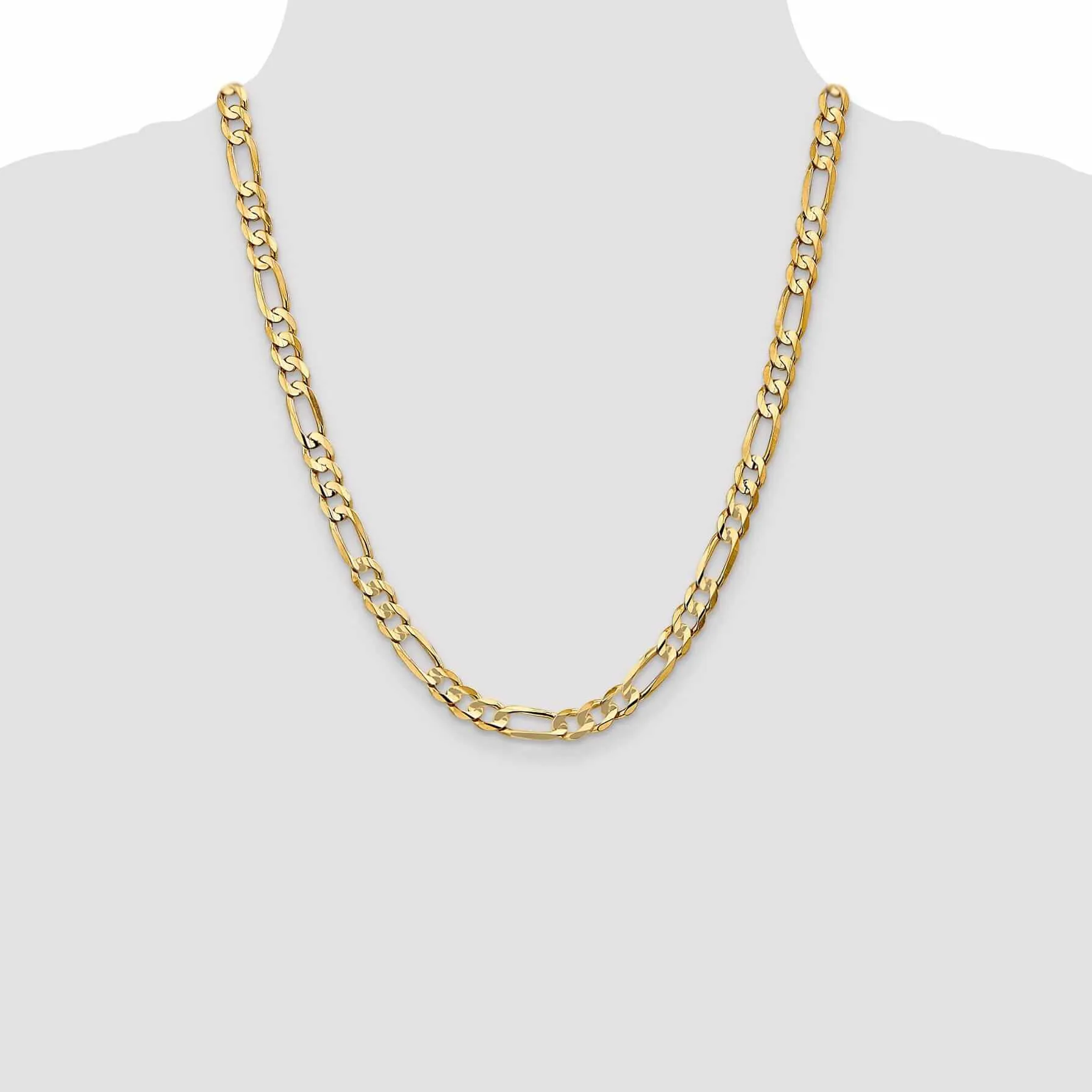 10k Yellow Gold 6.75mm Concave Figaro Chain