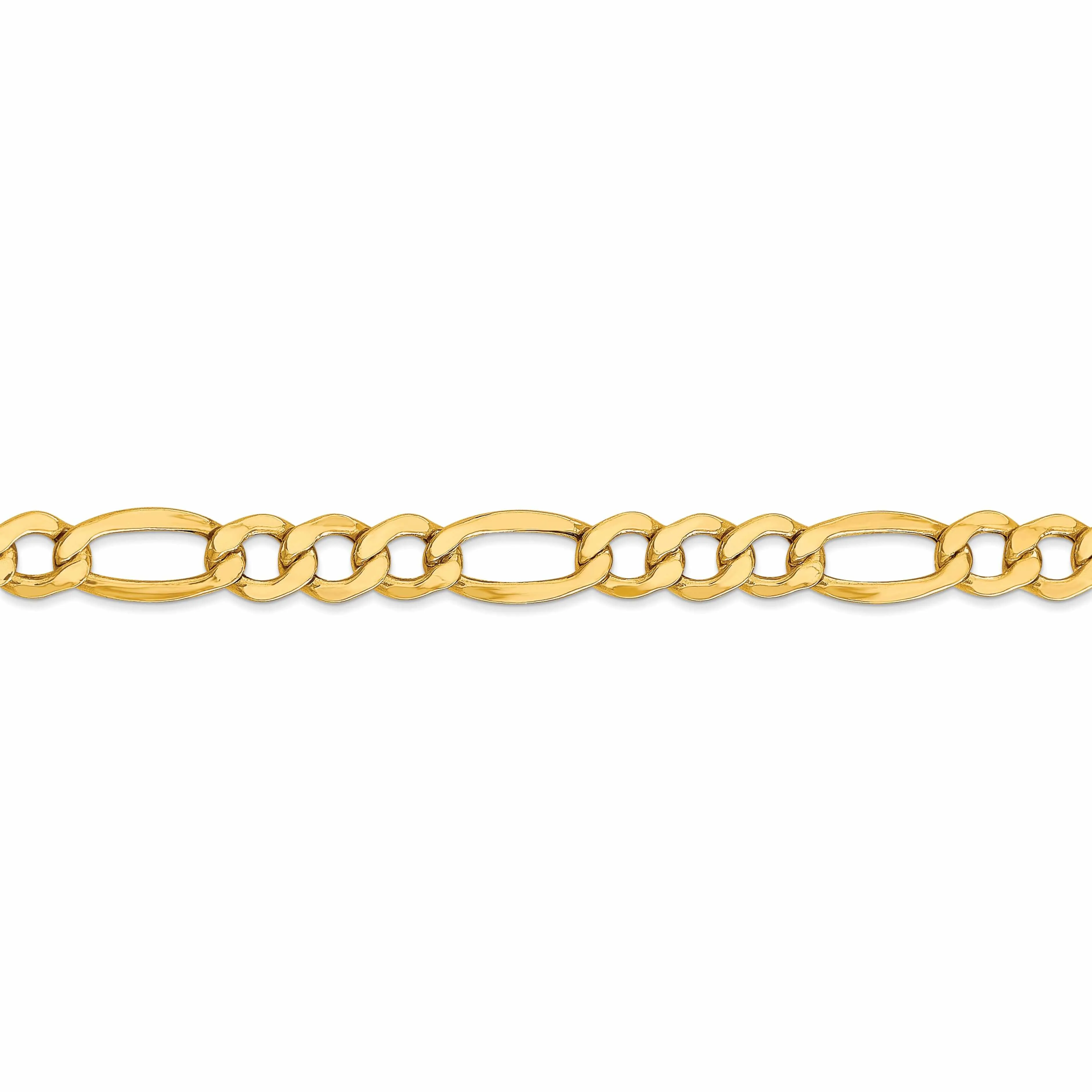 10k Yellow Gold 7.3mm Semi-Solid Figaro C