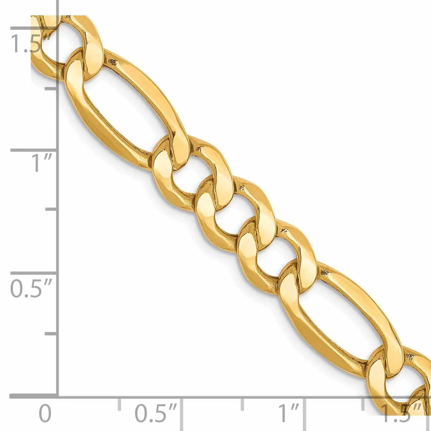 10k Yellow Gold 7.3mm Semi-Solid Figaro C